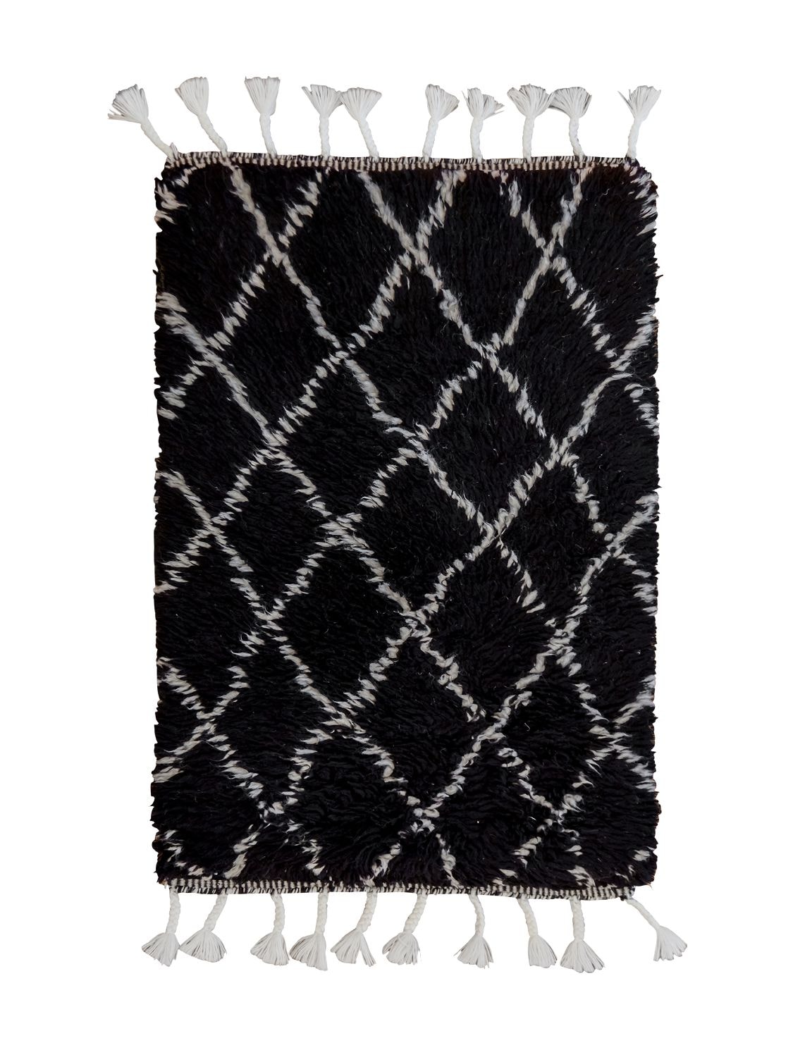 Studio Maleki Rombus Small Handmade, Black And White Herringbone Wool Rug