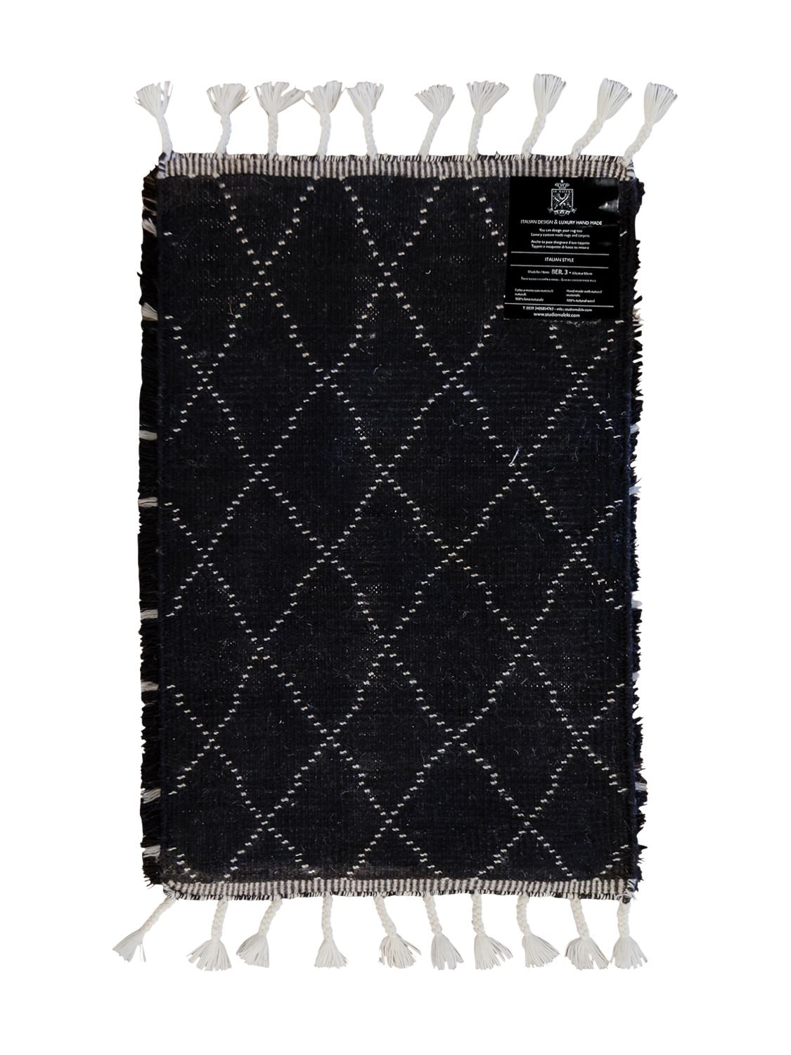 Shop Studio Maleki Rombus Small Handmade Berber Wool Rug In Black,white