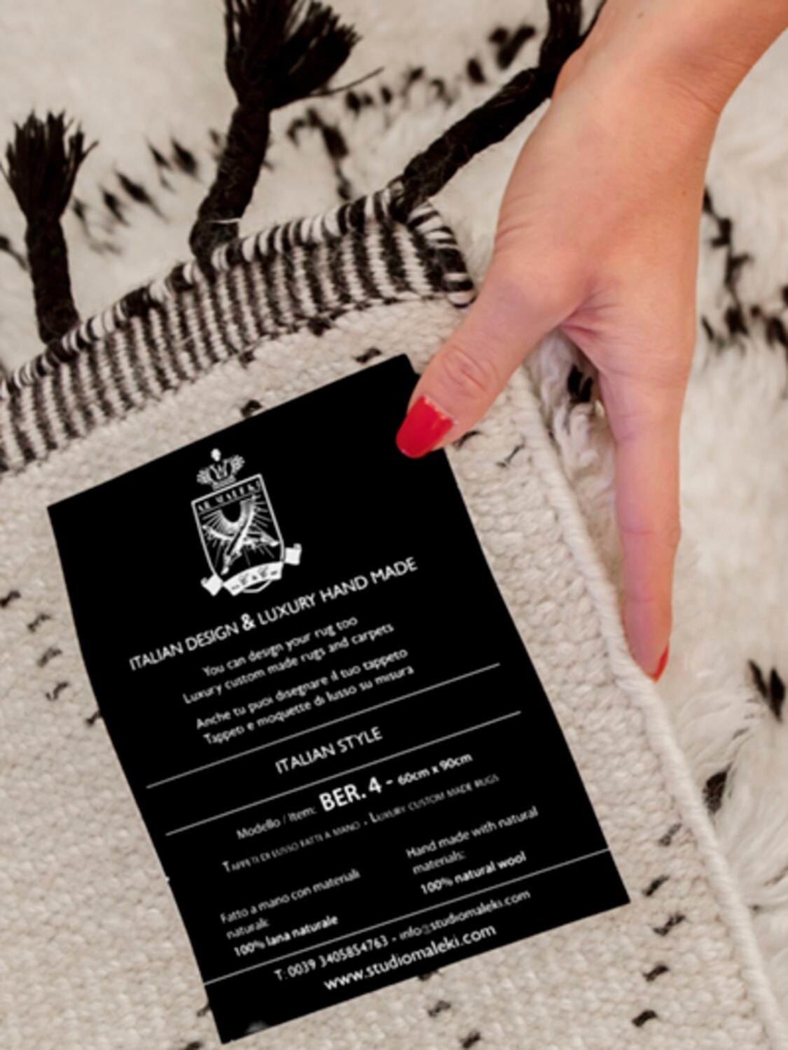 Shop Studio Maleki Rombus Small Handmade Berber Wool Rug In White,black