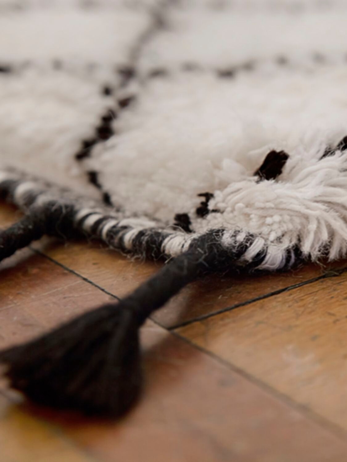 Shop Studio Maleki Rombus Small Handmade Berber Wool Rug In White,black