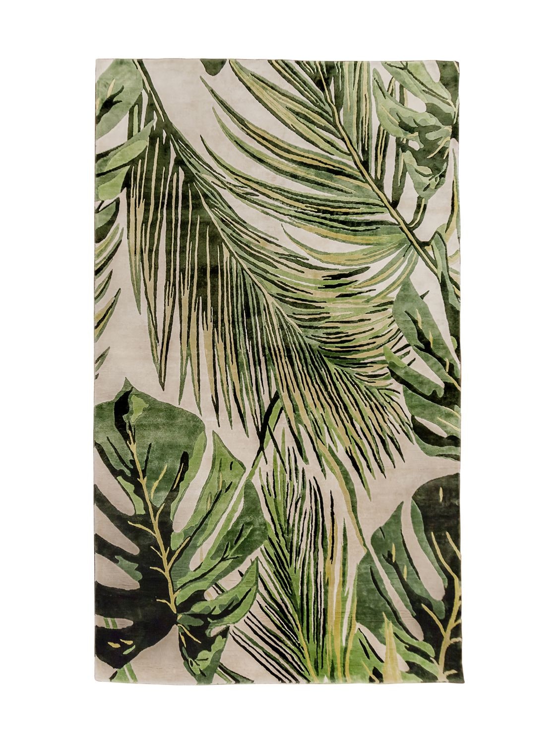 Studio Maleki Palms Handmade Silk Rug In Beige,green