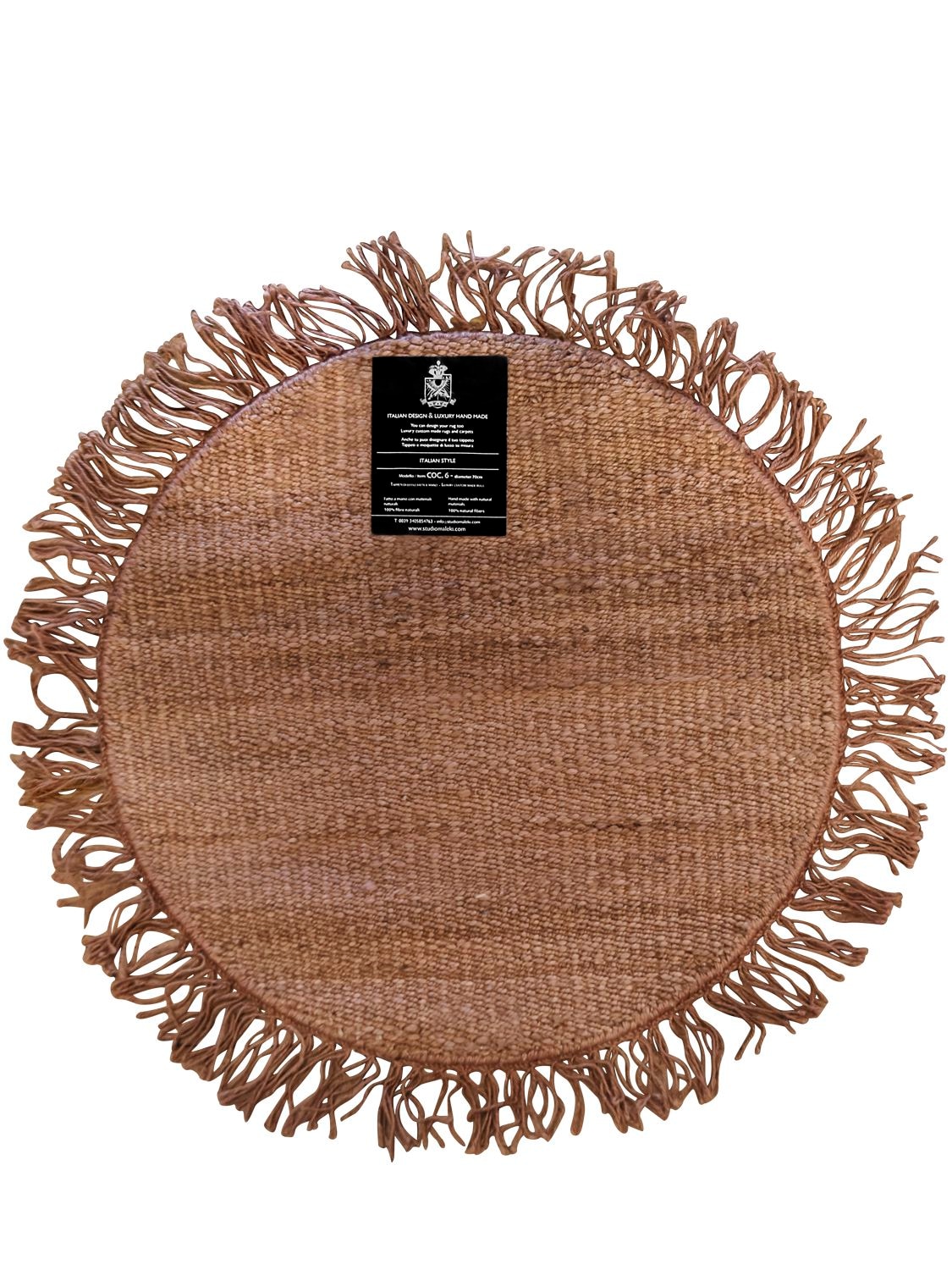 Shop Studio Maleki Cocco Round Handmade Jute Rug W/ Fringes In Brown