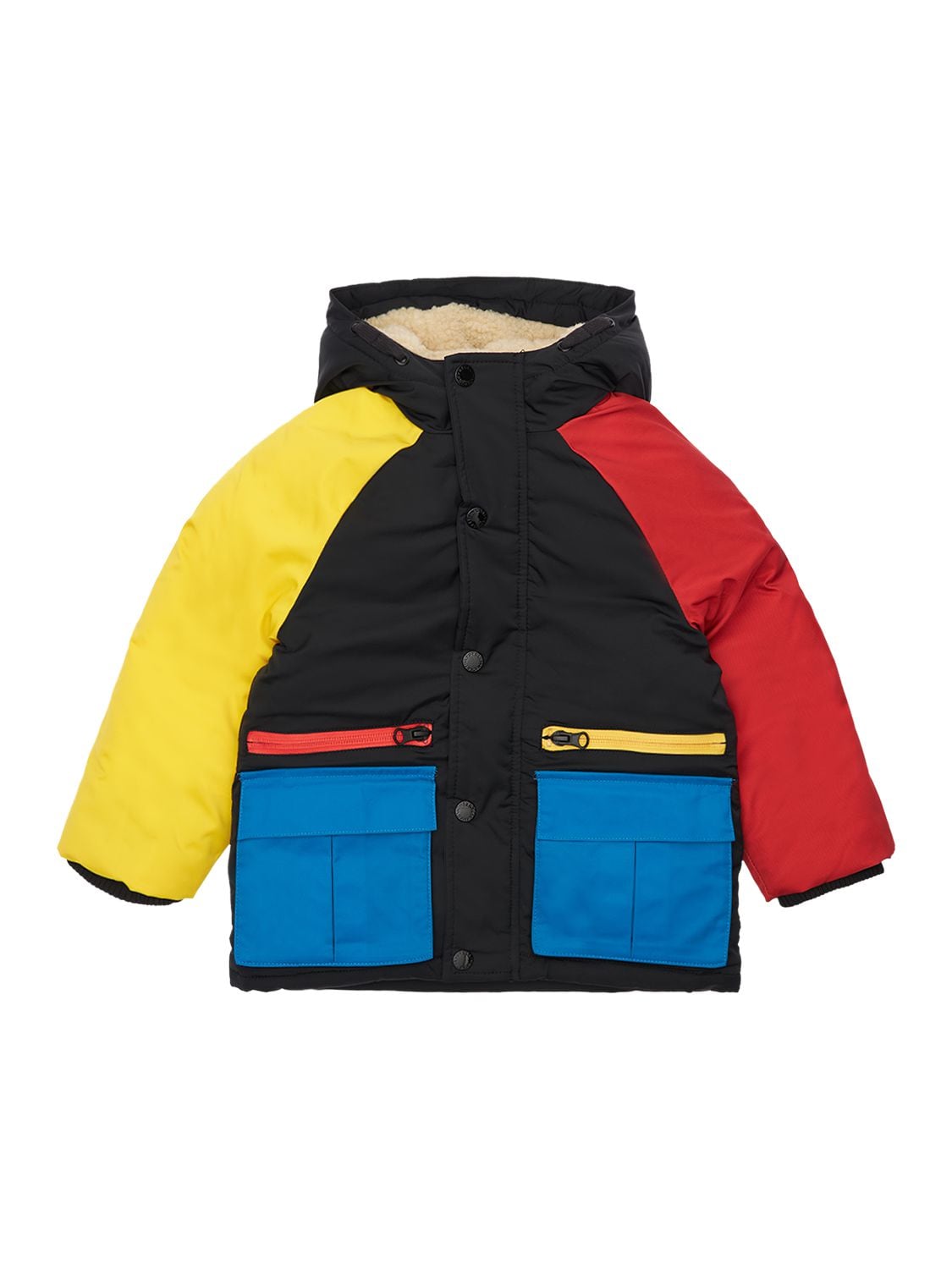 Color Block Nylon & Teddy Down Jacket Luisaviaroma Boys Clothing Jackets Fleece Jackets 