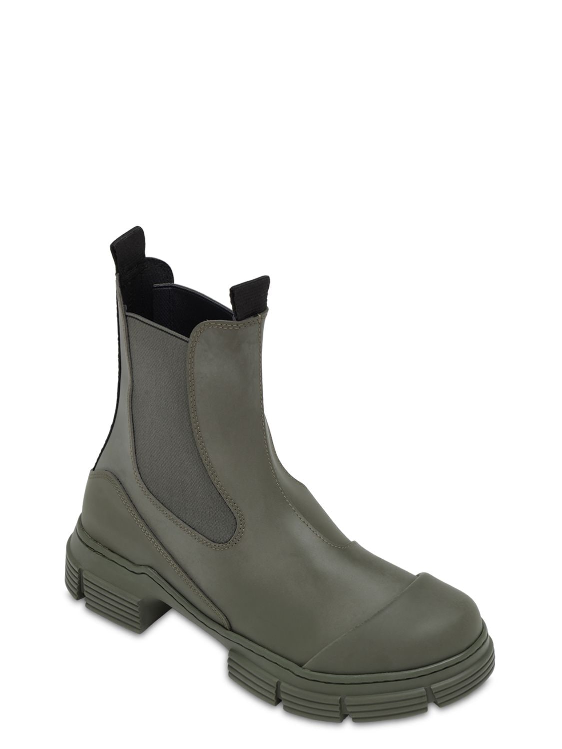 Ganni Chunky Recycled-rubber Chelsea Boots In Green | ModeSens