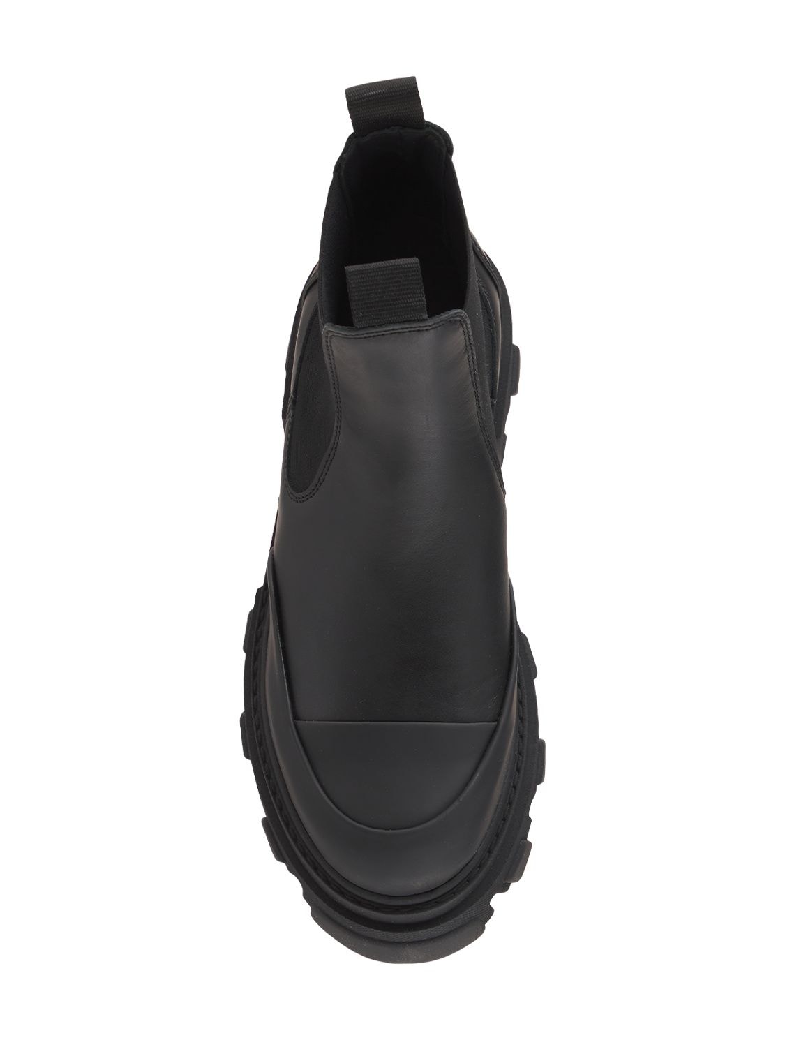 Shop Ganni 50mm Low Leather Chelsea Combat Boots In Black