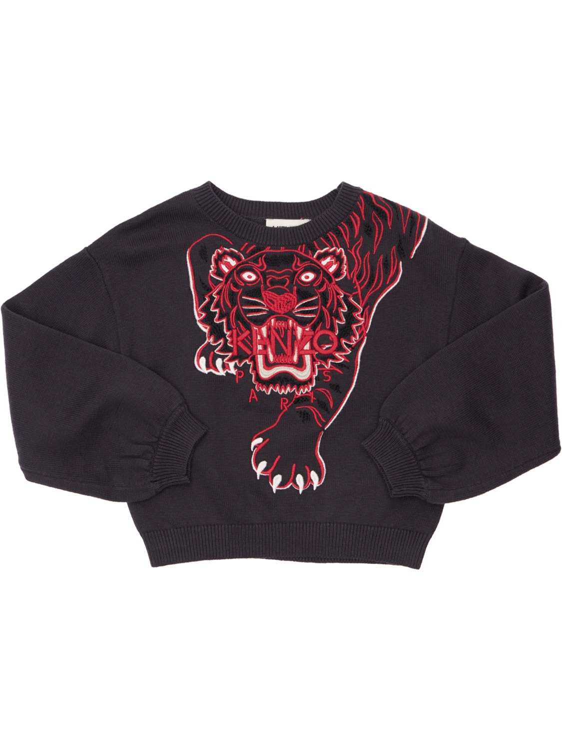 Kenzo Kids - Tiger cotton \u0026 cashmere knit sweater - Dark Grey | Luisaviaroma