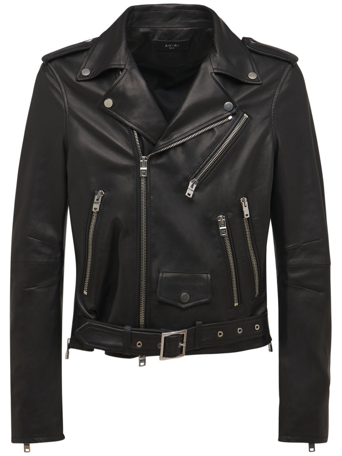 Buy AMIRI Leather Biker Jacket - Black for Mens at Goxip