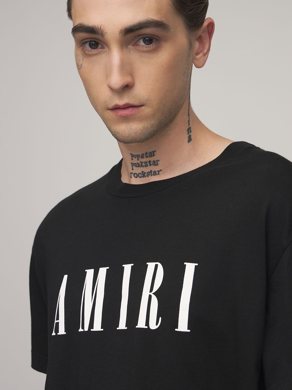 Amiri Bandana Logo-print Cotton T-shirt In Black | ModeSens