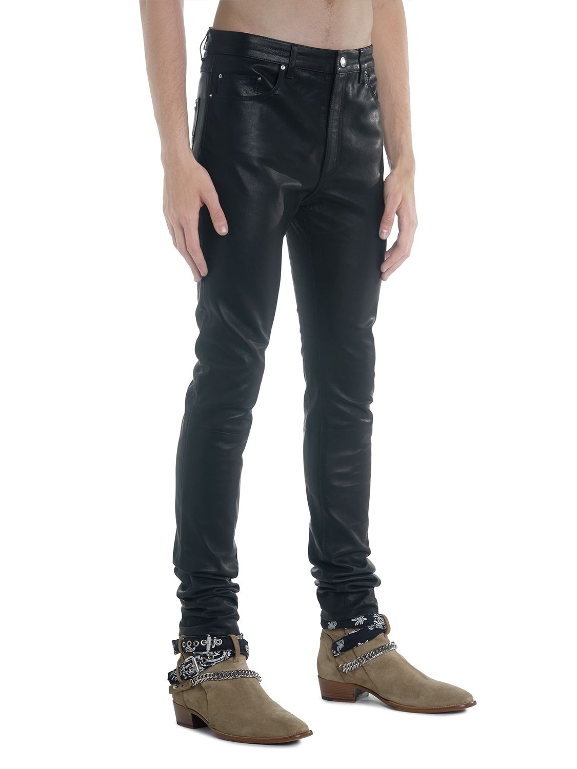 Amiri Stretch Leather Pants In Black | ModeSens