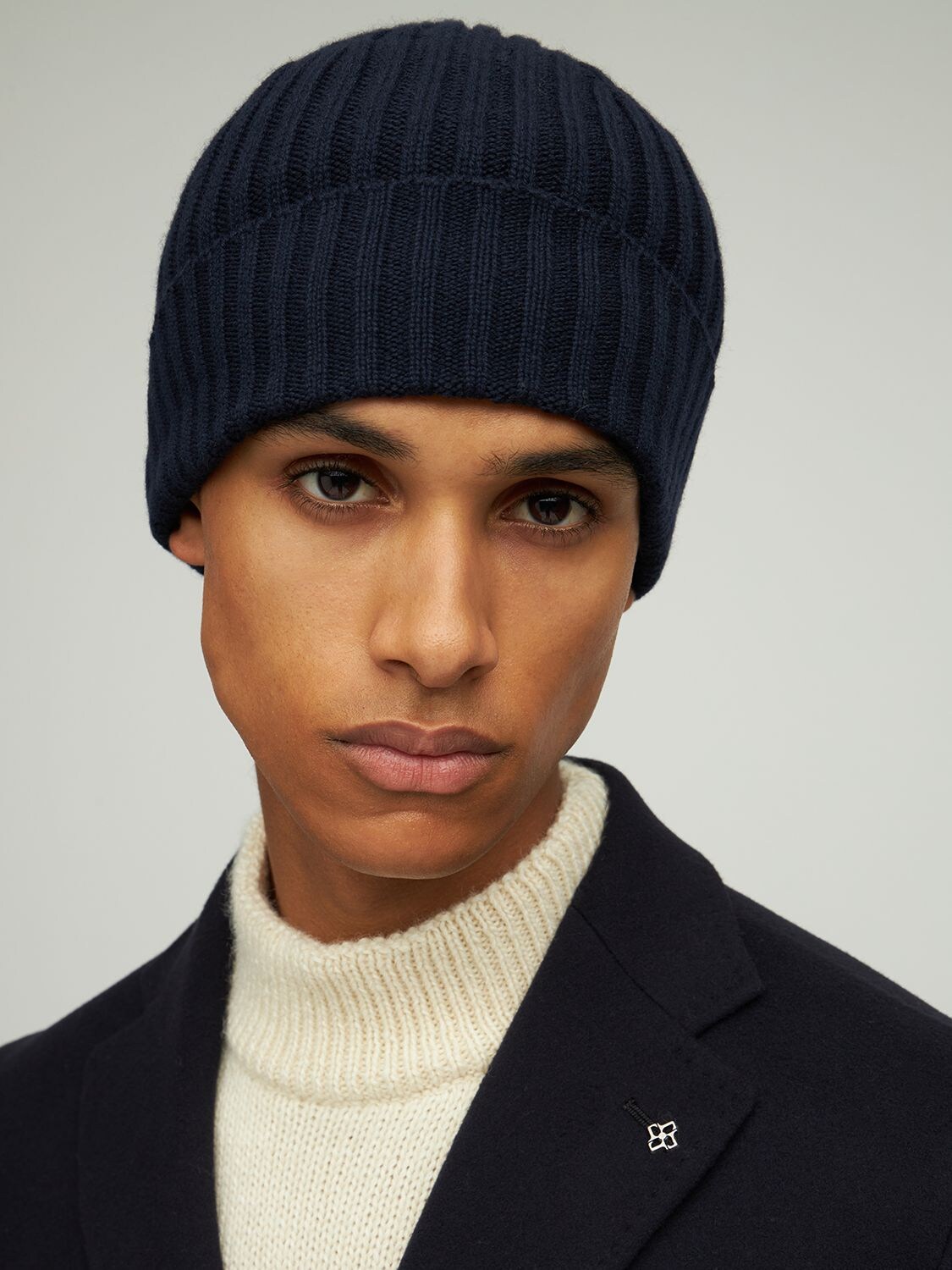 Shop Piacenza Cashmere Cashmere Knit Fisherman Beanie In Navy