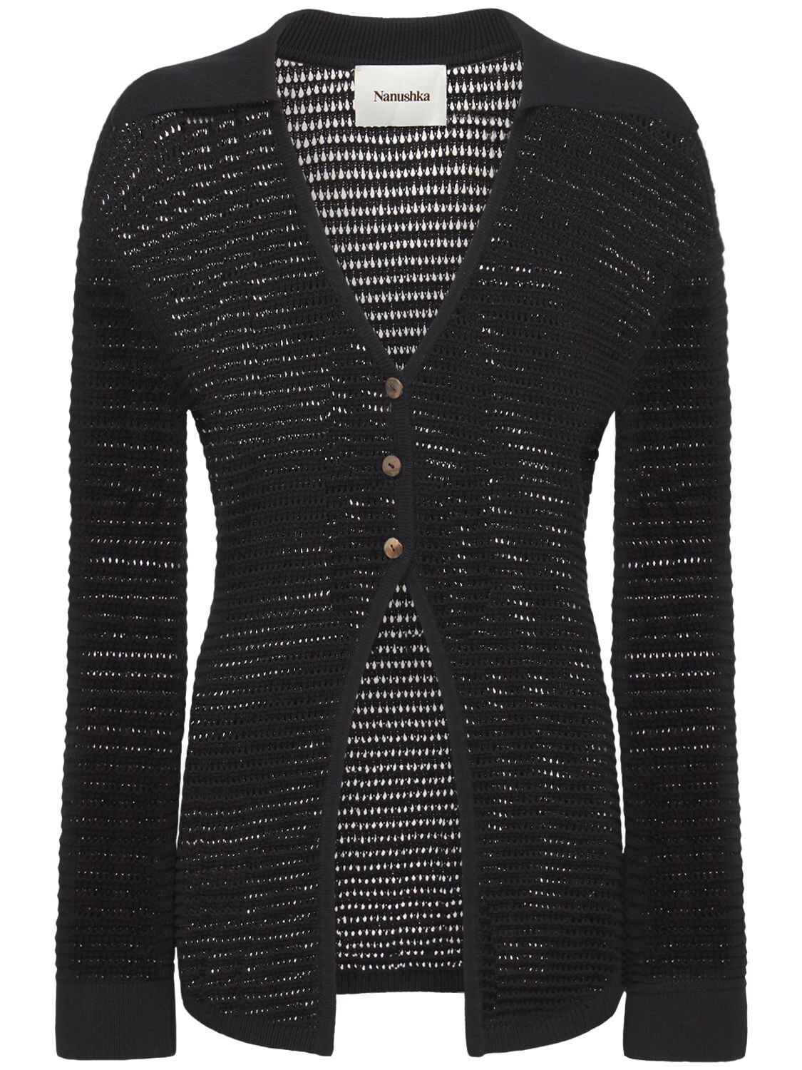 Nanushka Evelyn Cotton Blend Knit Shirt In Black