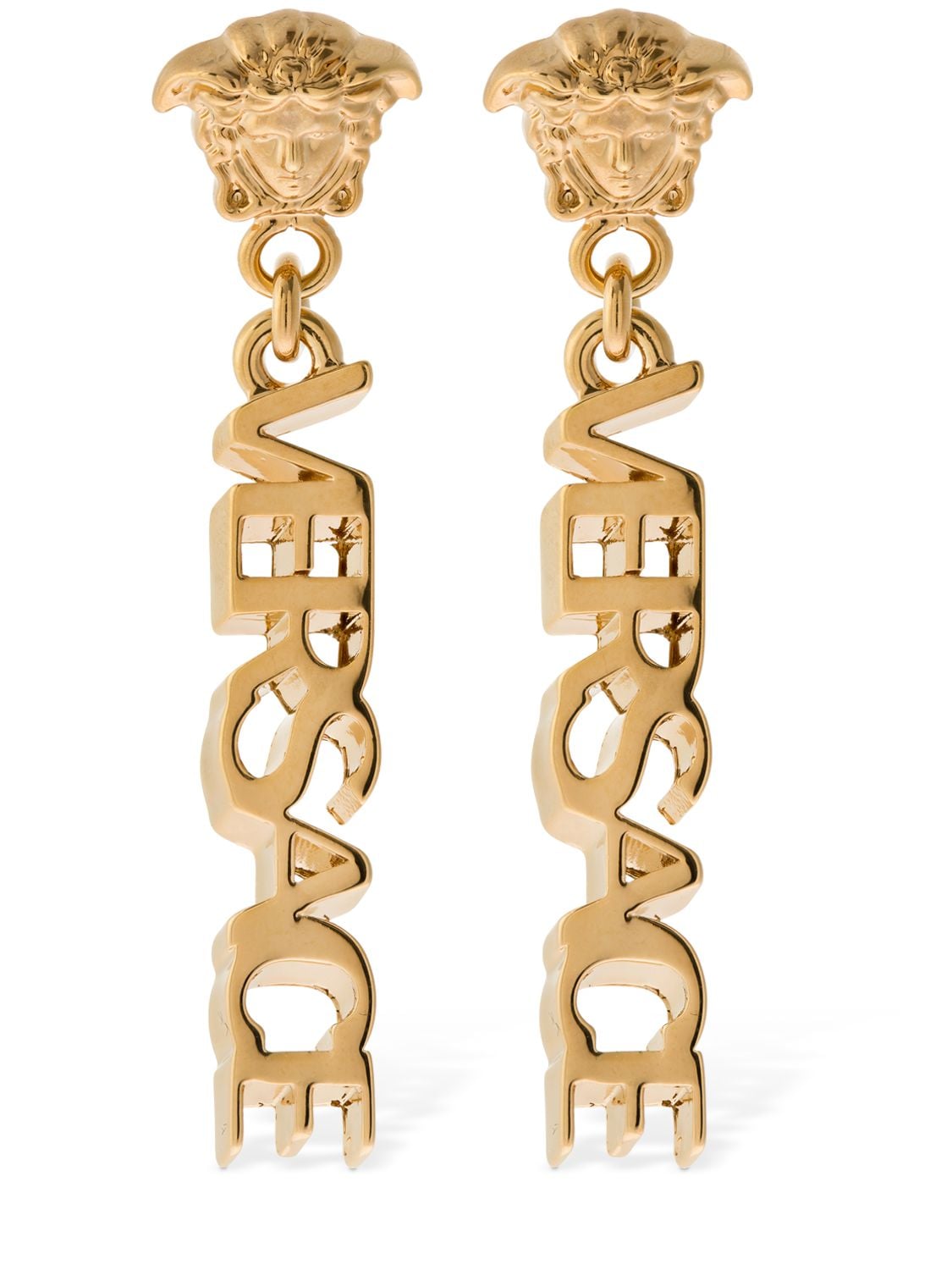 Versace Logo & Medusa Earrings In Gold