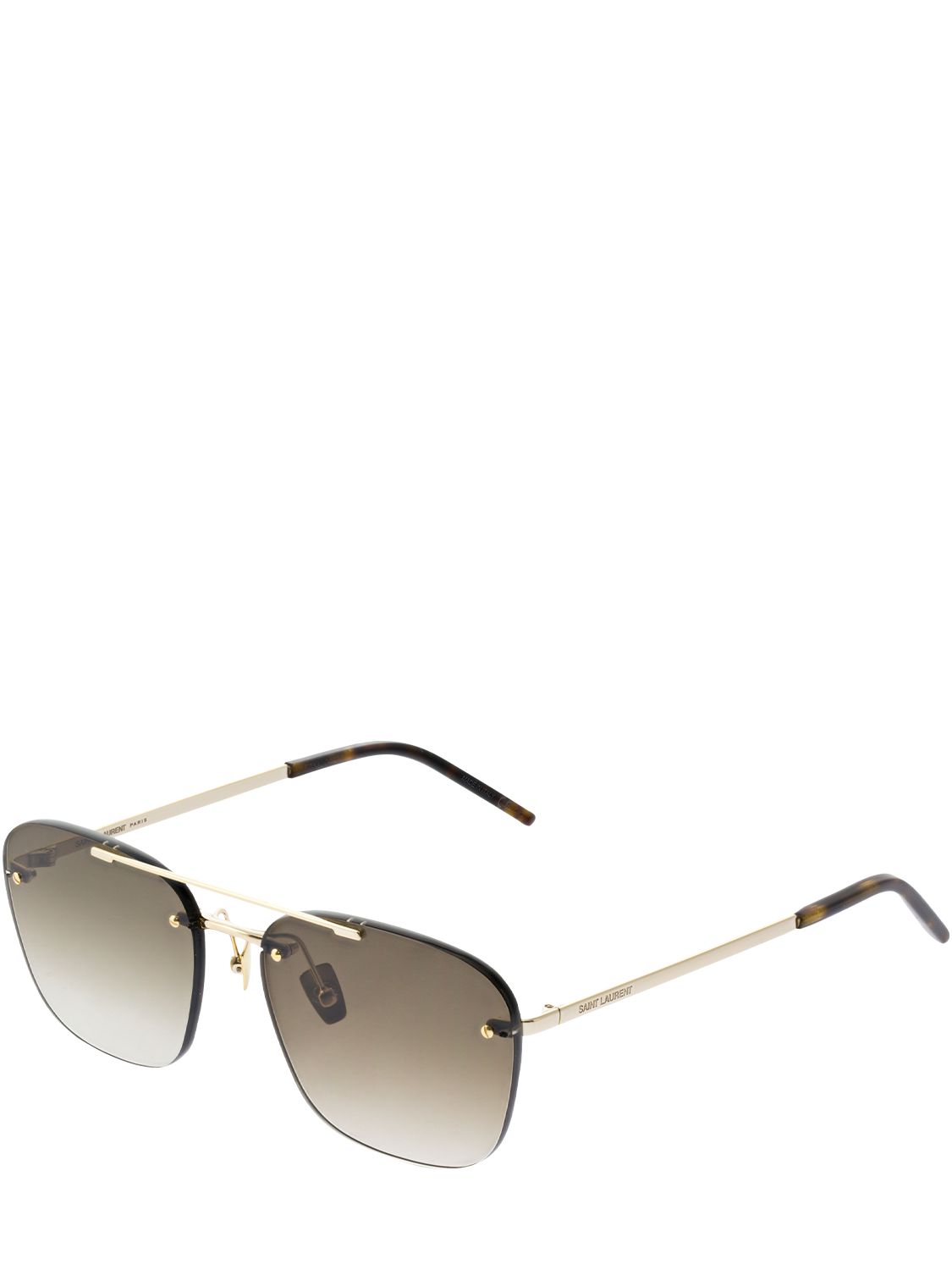 Saint Laurent Sl 309 Rimless Round Metal Sunglasses In Gold,gradient ...