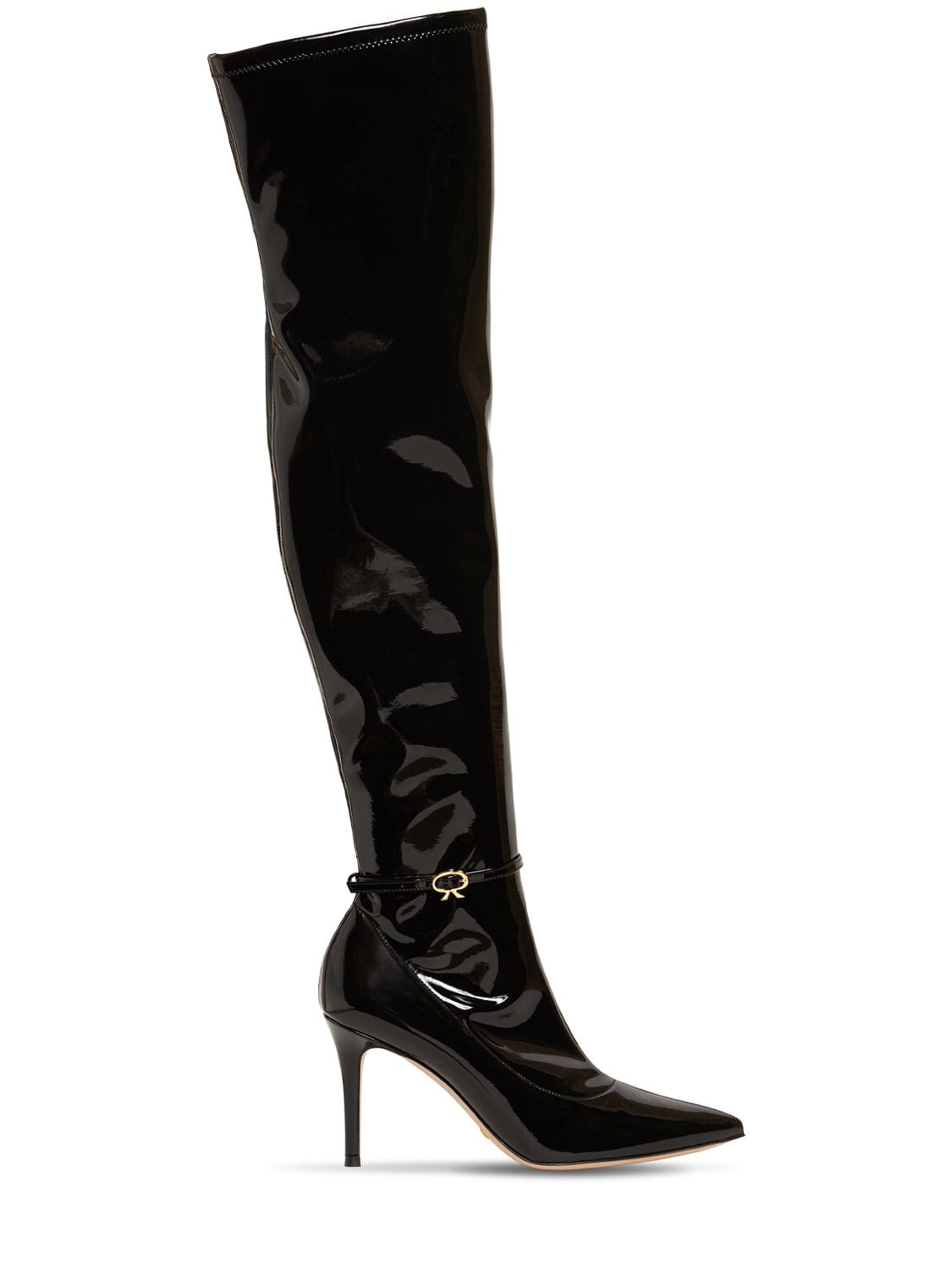 85mm Stretch Faux Patent Leather Boots