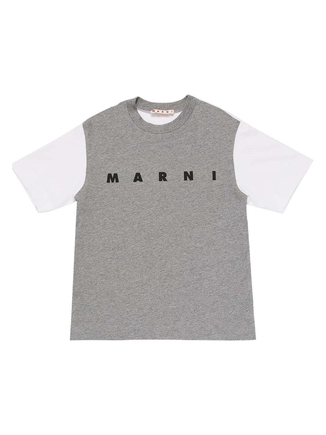 Marni Junior Kids' Logo Print Cotton Jersey T-shirt In Grey,white