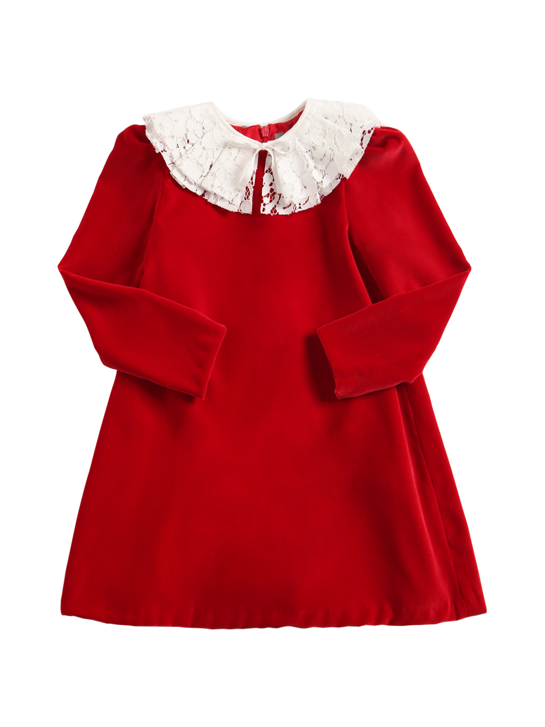 Samtkleid Mit Spitzenkragen