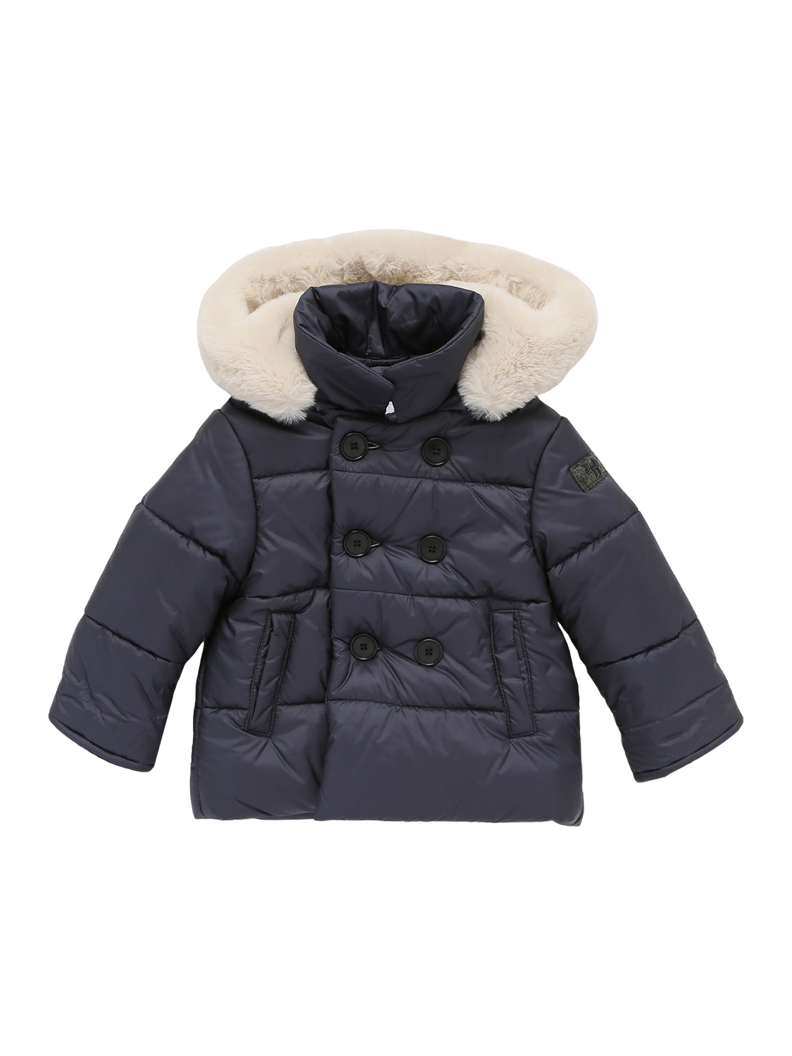 Gepolsterte Nylonjacke Mit Kunstpelzbordüre
