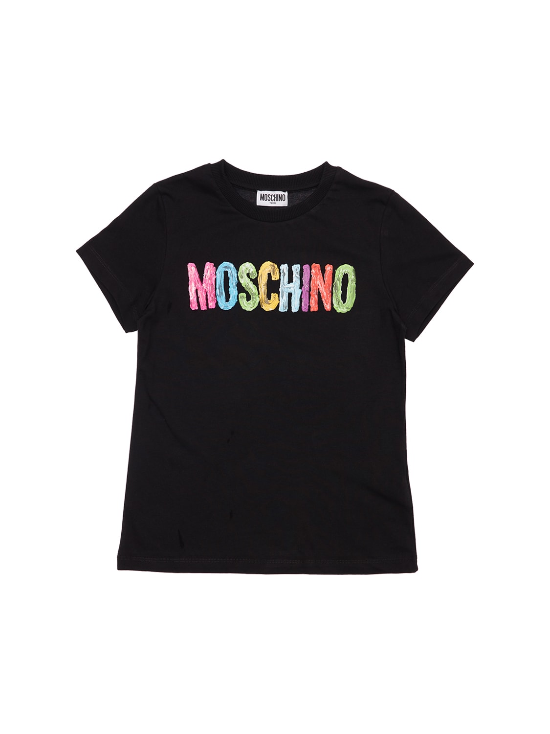 Moschino Kids' Logo Print Cotton Jersey T-shirt In 블랙