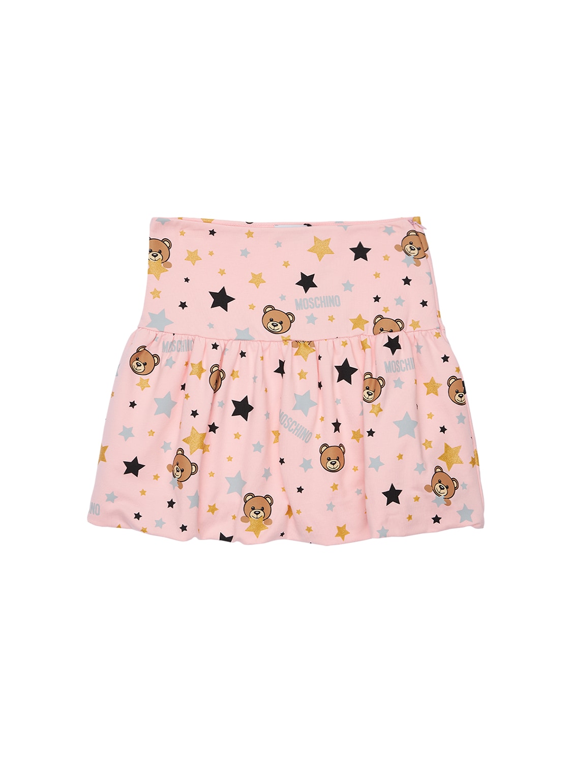 Moschino Kids' All Over Print Cotton Interlock Skirt In Pink