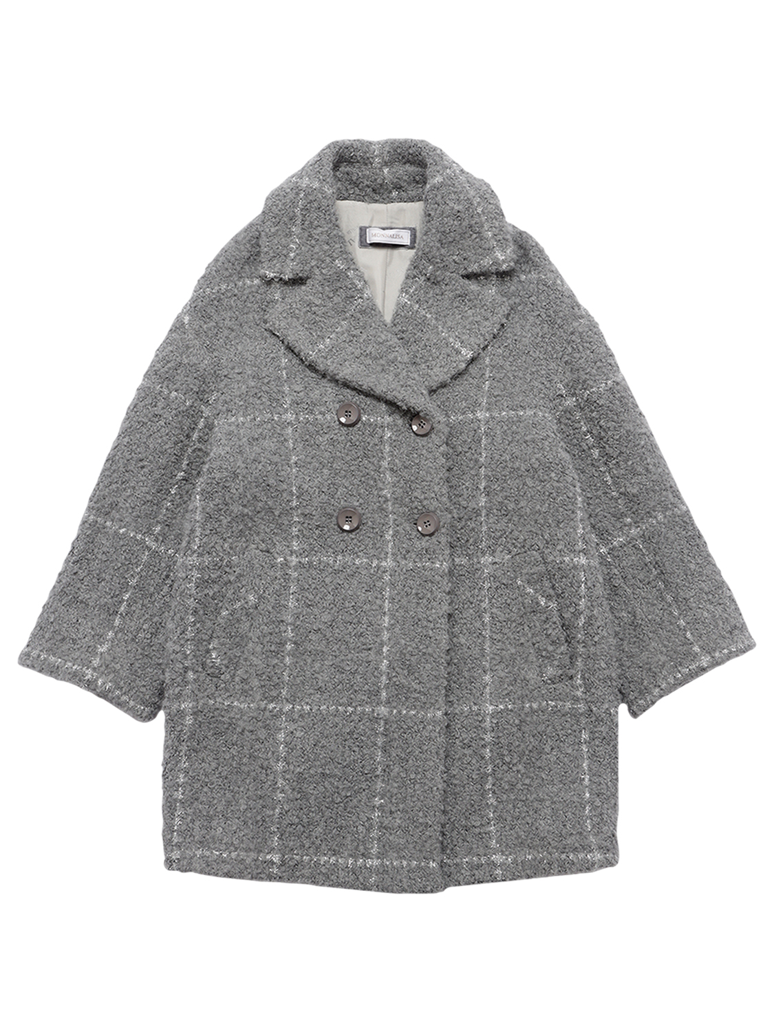 check boucle coat