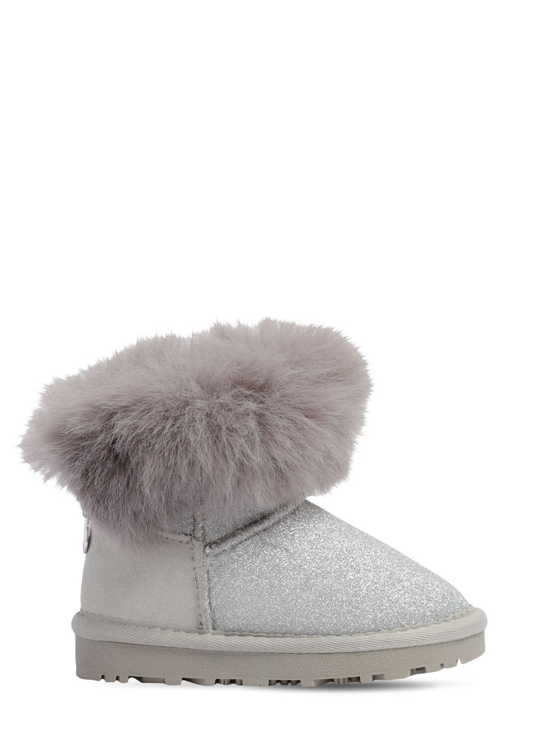 Monnalisa Kids' Glittered Leather Boots In Silver