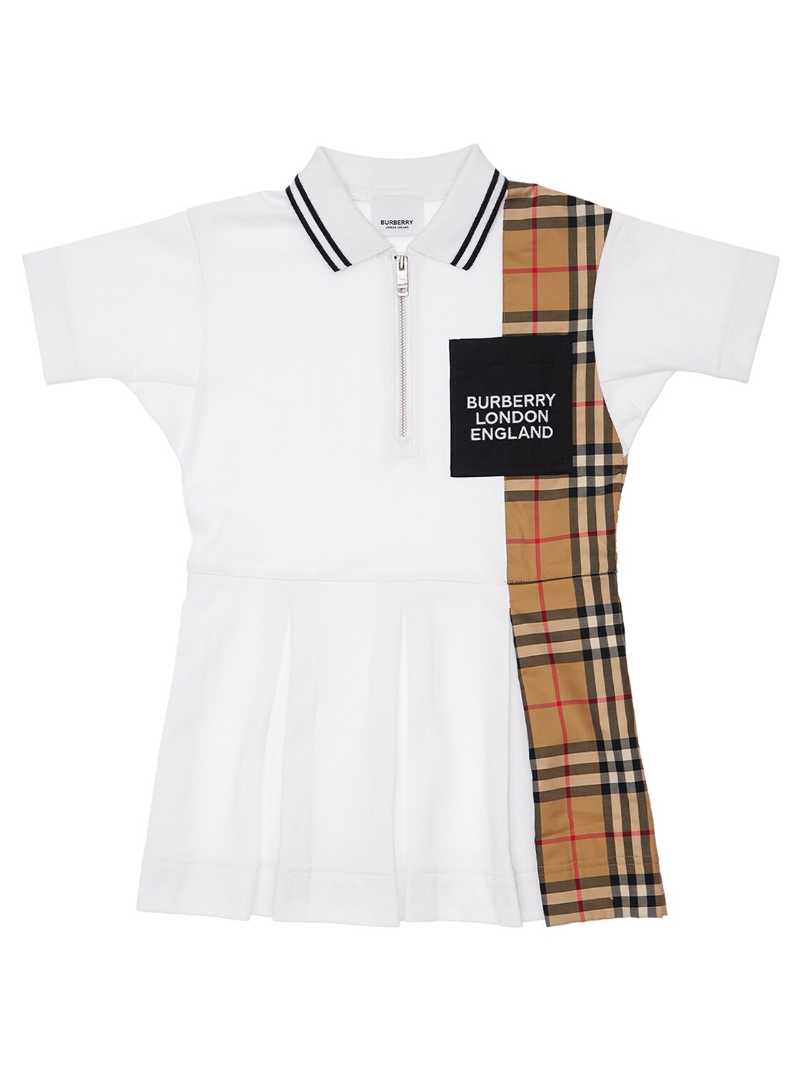 Cotton Polo Shirt Dress W/ Check Insert