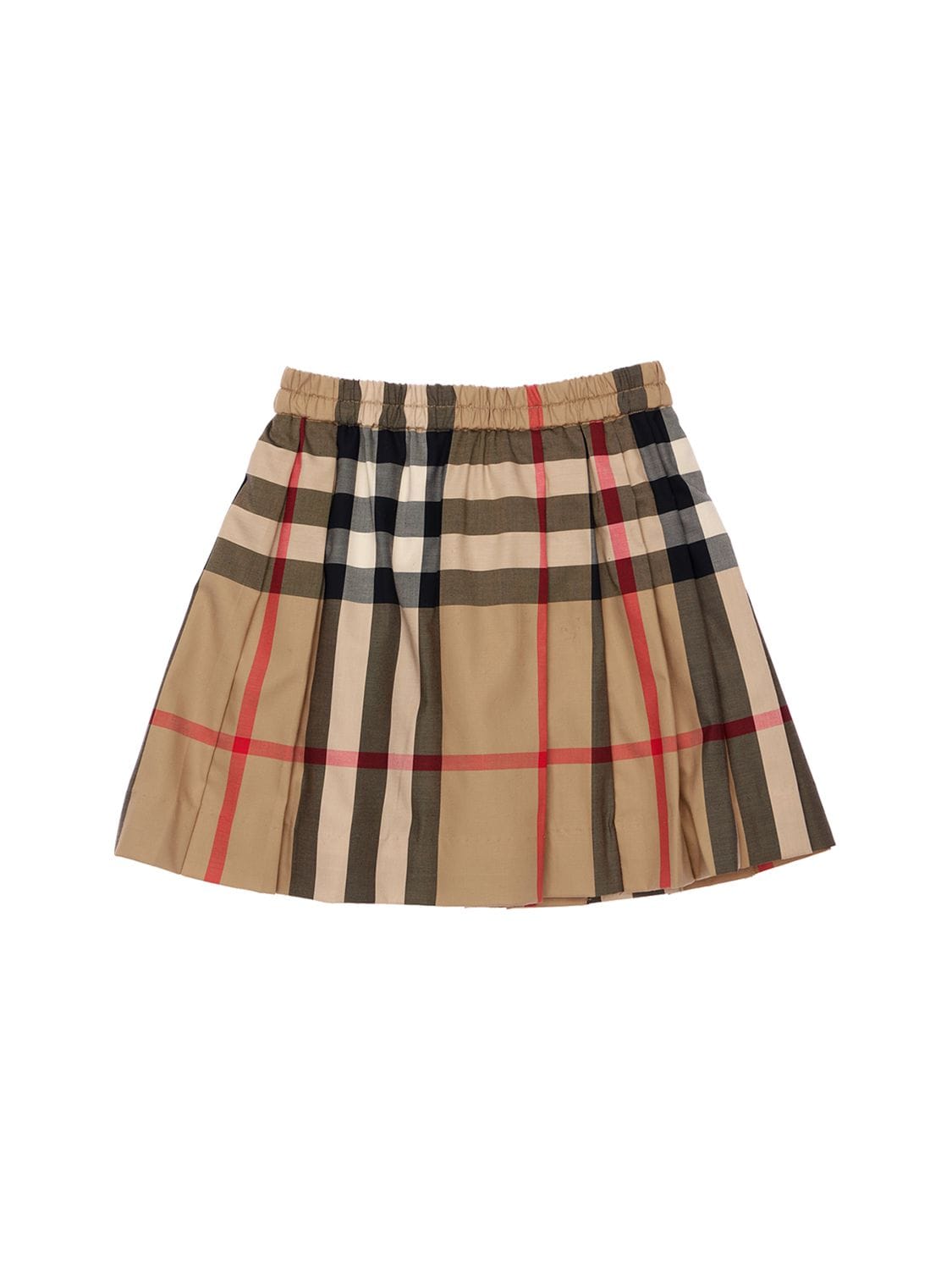 Check Print Pleated Cotton Skirt