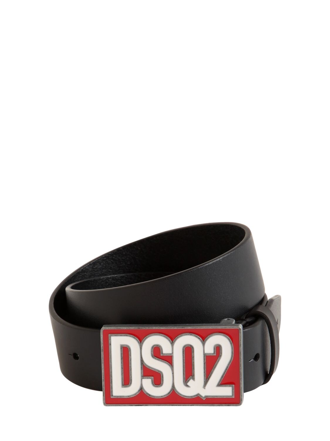 Dsquared2 Enamelled-logo Buckle Belt In Black,red