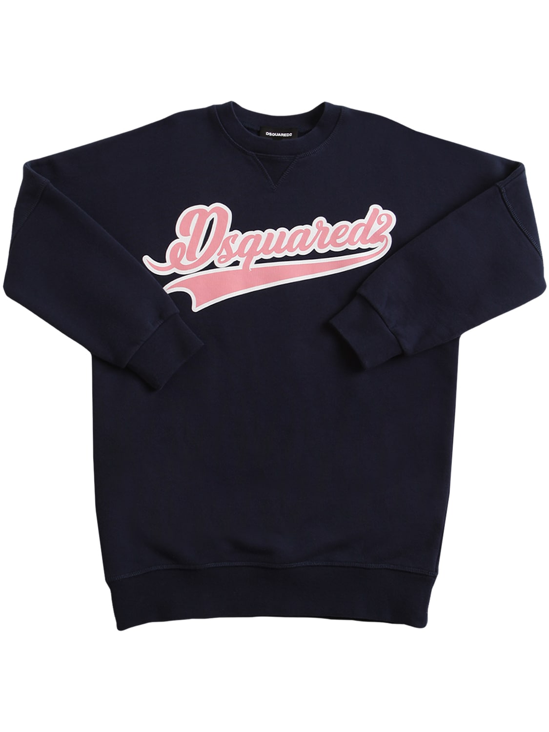 Dsquared2 Logo Print Cotton Sweat Dress In Navy
