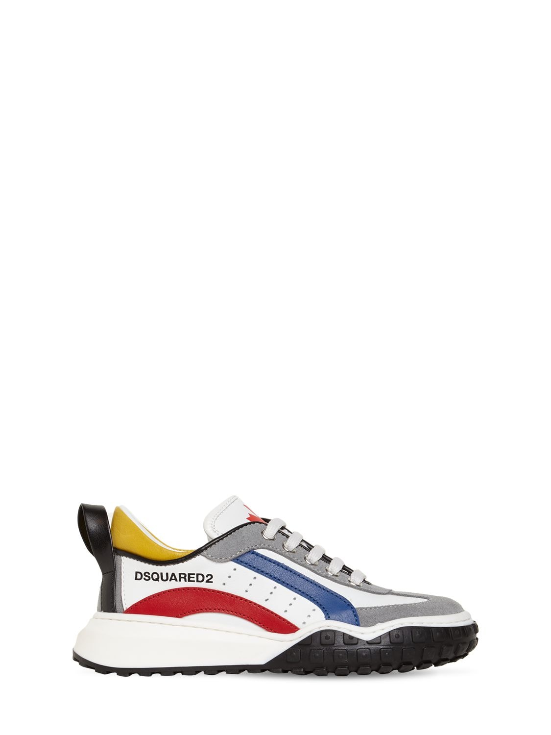 DSQUARED2 LOGO LACE-UP LEATHER & SUEDE SNEAKERS,74I91X011-VKFSIDE1