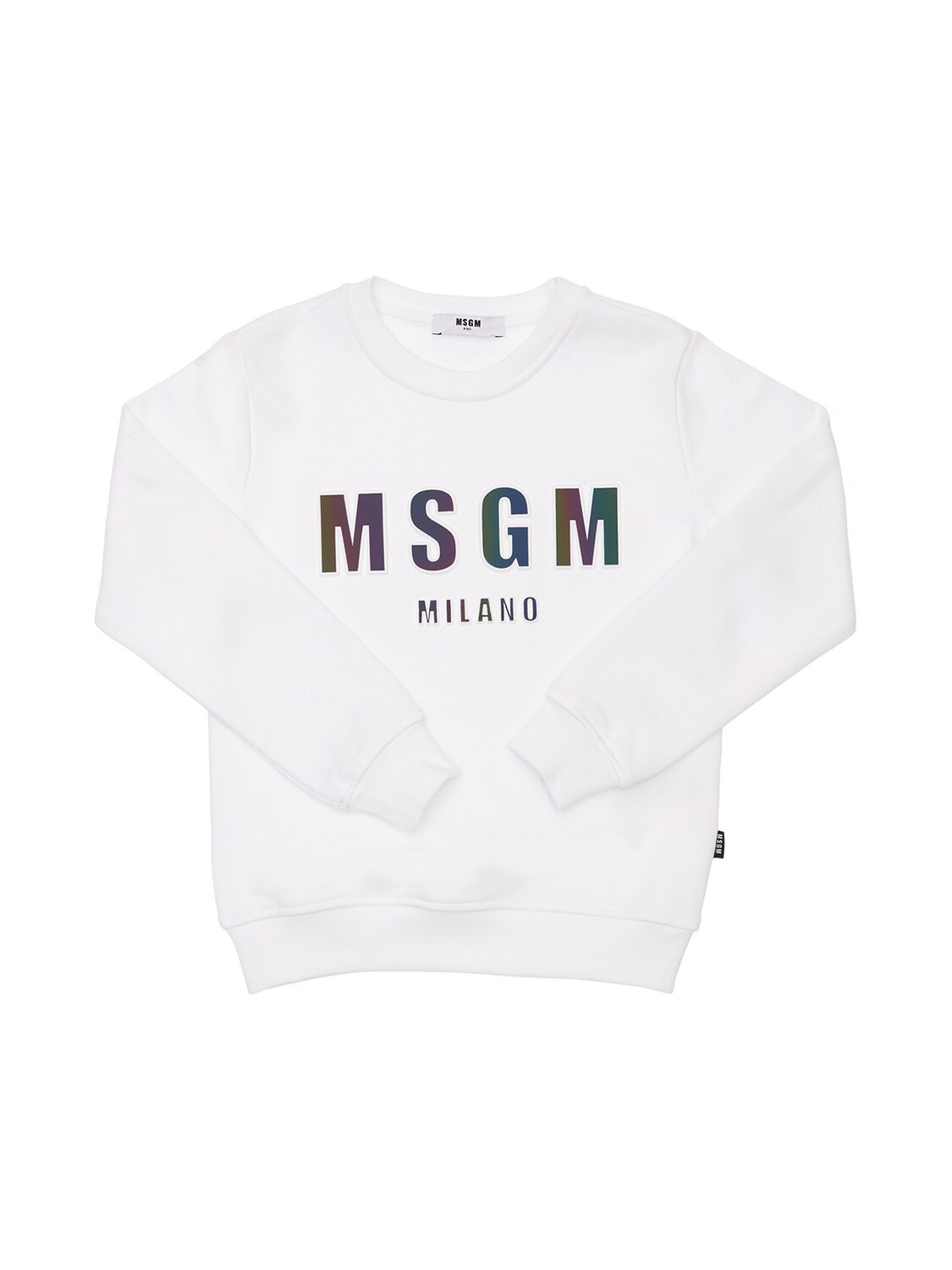 Msgm Kids' Logo Print Cotton Sweatshirt In White