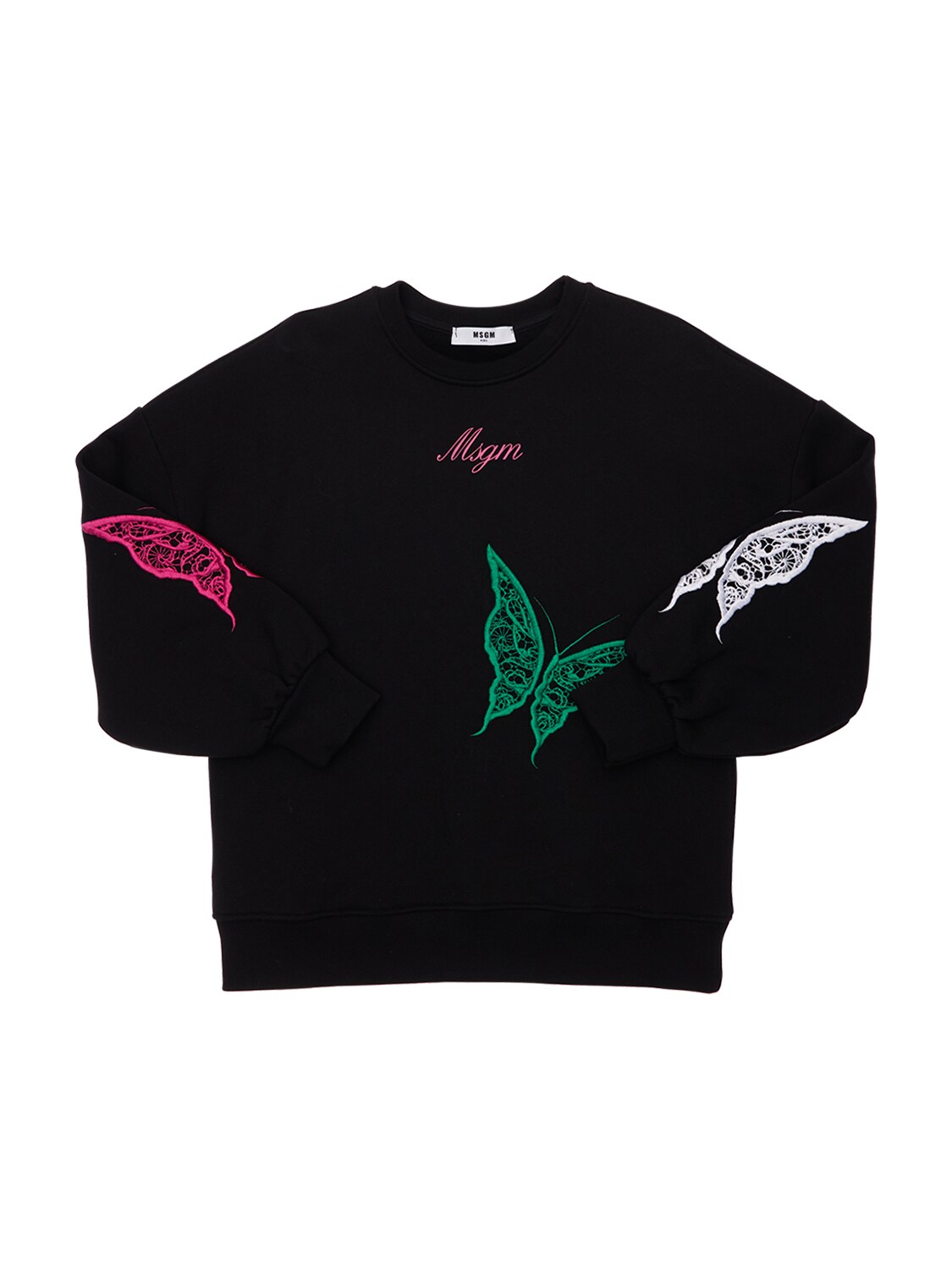 MSGM EMBROIDERED COTTON SWEATSHIRT,74I93G023-MTEW0