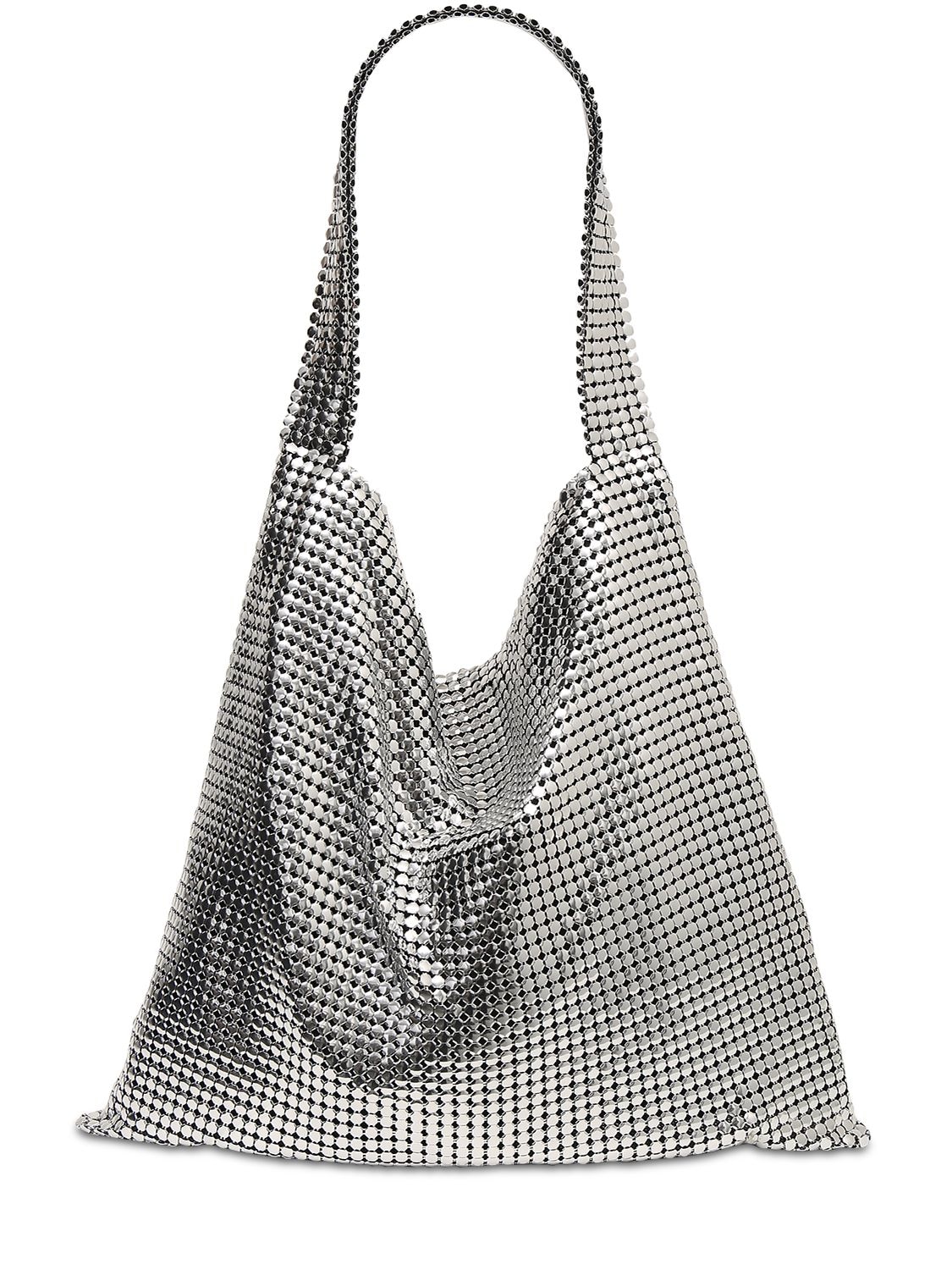 Rabanne Medium Pixel Mesh Shoulder Bag In Silver
