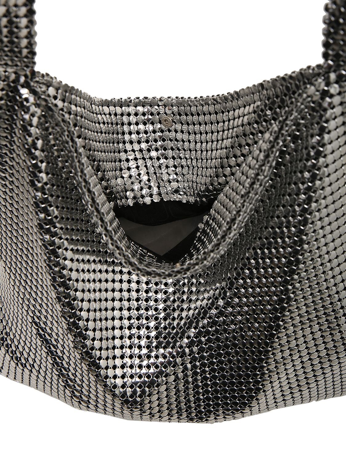 Shop Rabanne Medium Pixel Mesh Shoulder Bag In Silver