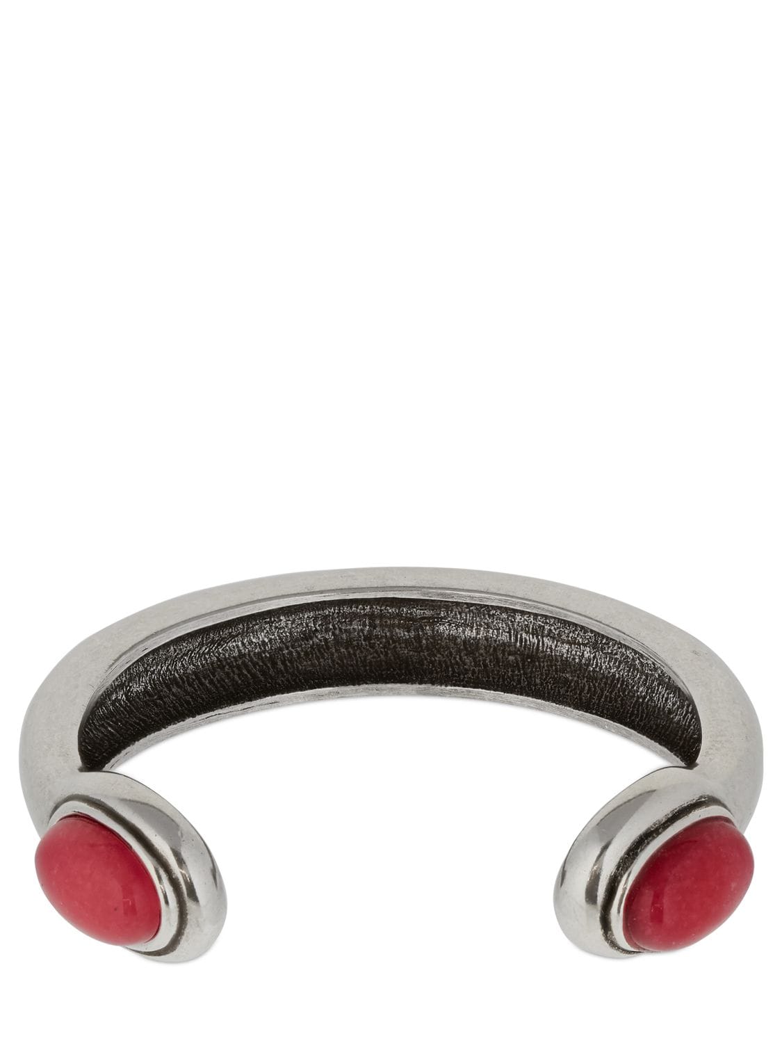 Isabel Marant Double Stone Bangle In Silver,pink