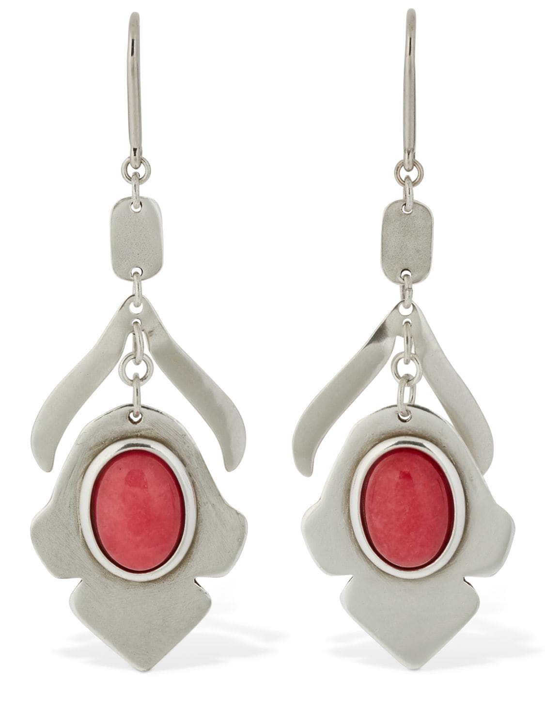 Isabel Marant Stone Pendant Earrings In Silver,pink