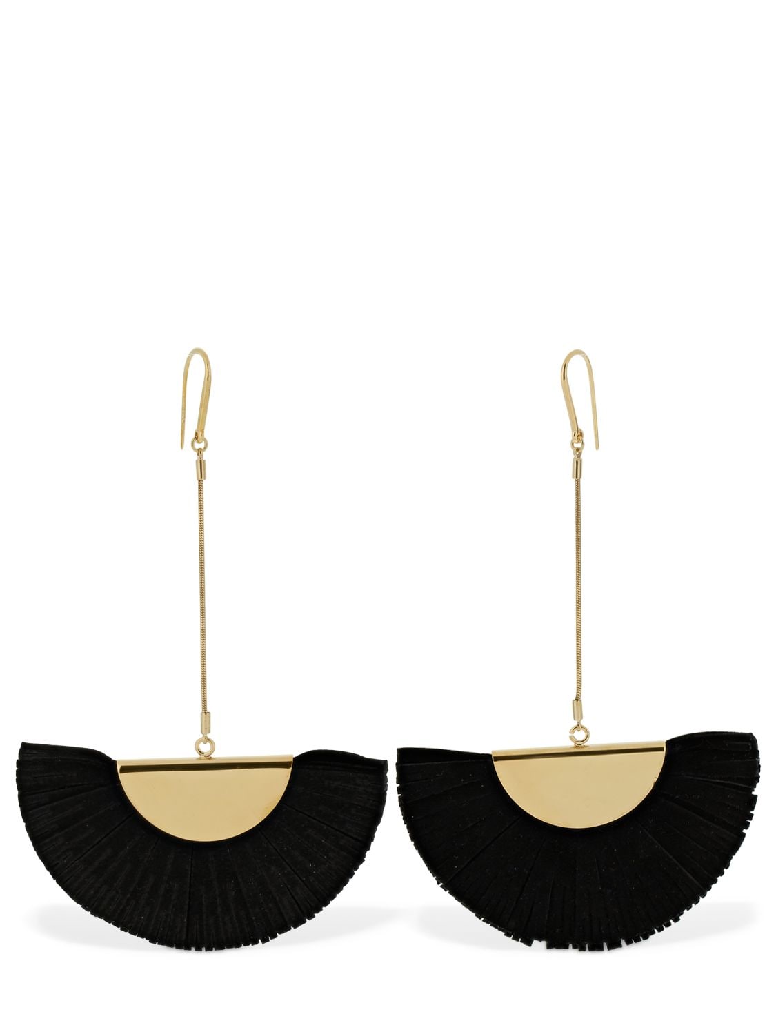 Isabel Marant Leather Folding Fan Earrings In Black,gold