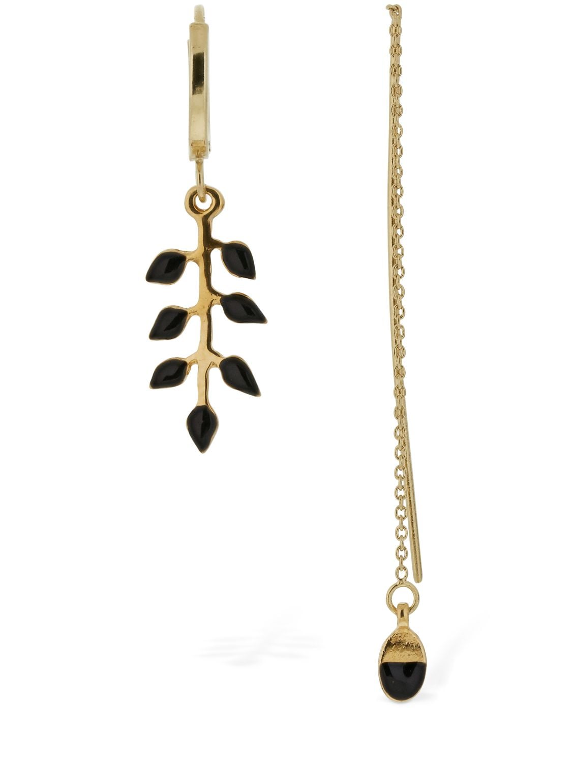 Isabel Marant New Leaves Mismatched Earrings In Gold,black
