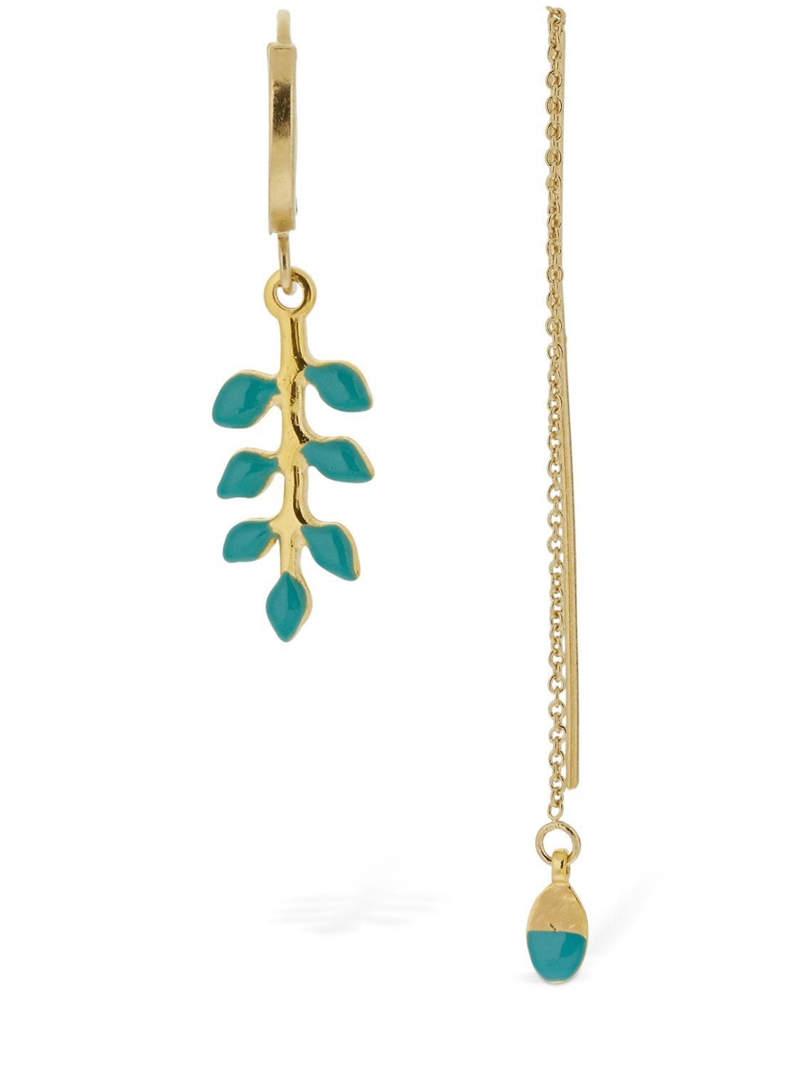 Isabel Marant New Leaves Mismatched Earrings In Gold,green