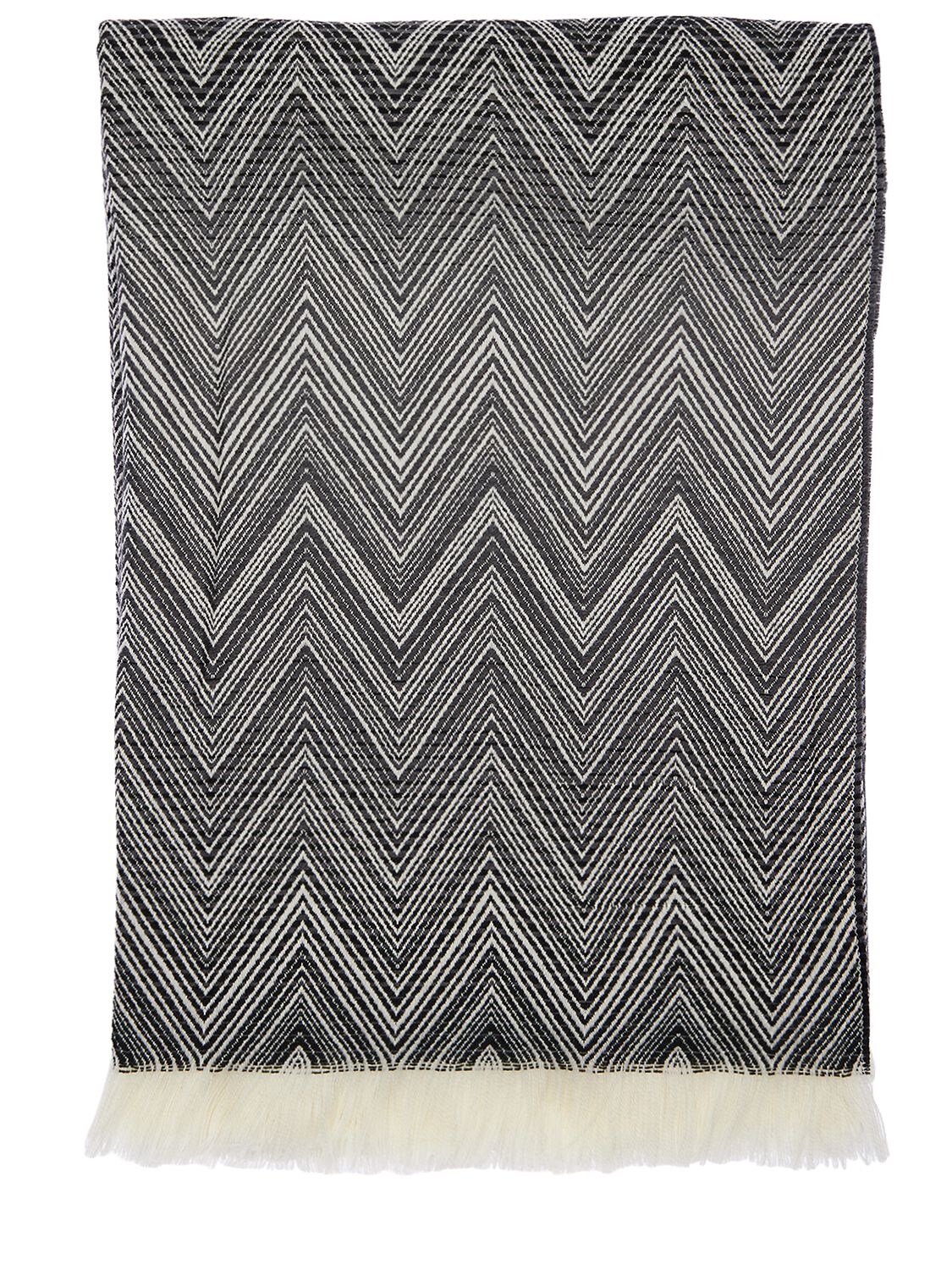 Missoni Timmy Fringed Wool Throw In Black,white