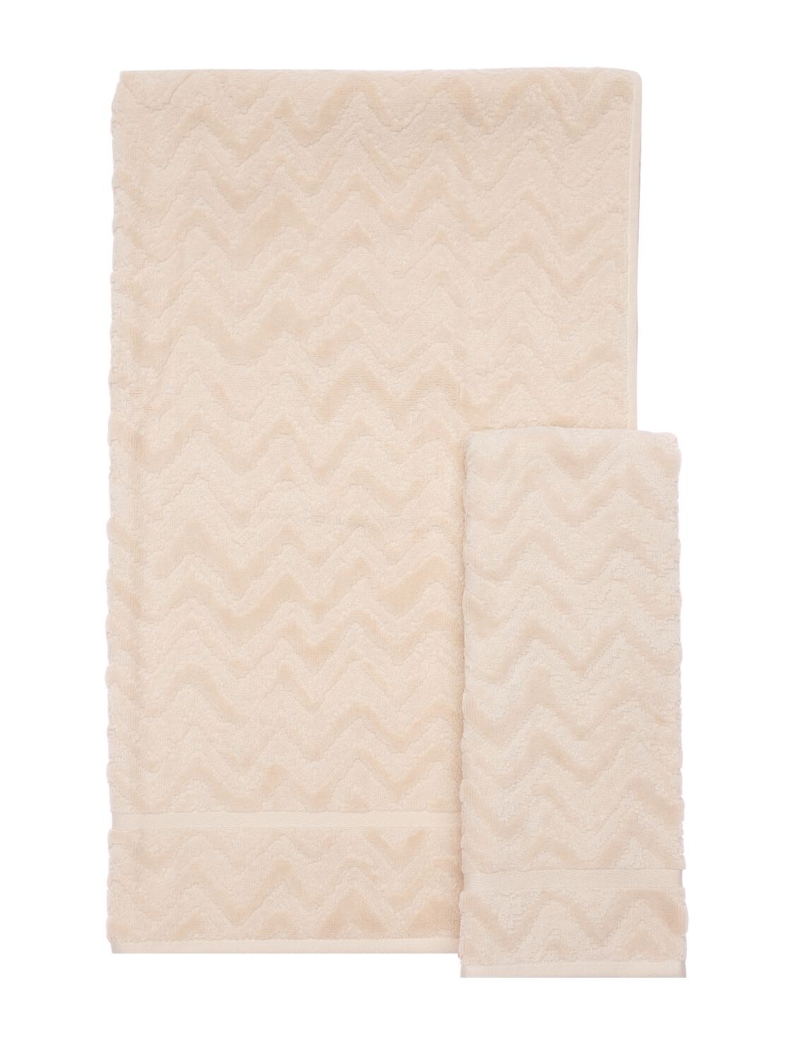 Missoni Home Collection Set Of 2 Rex Cotton Towels In Beige