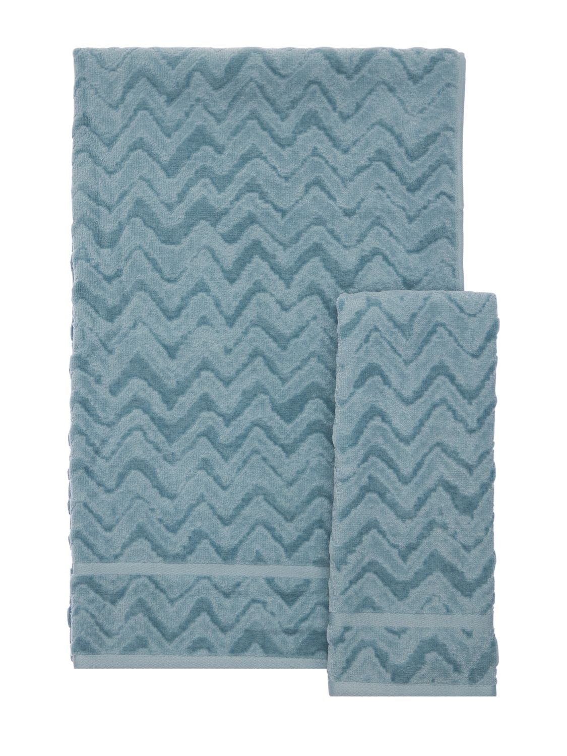 Missoni Home Collection Set Of 2 Rex Cotton Towels In Blue