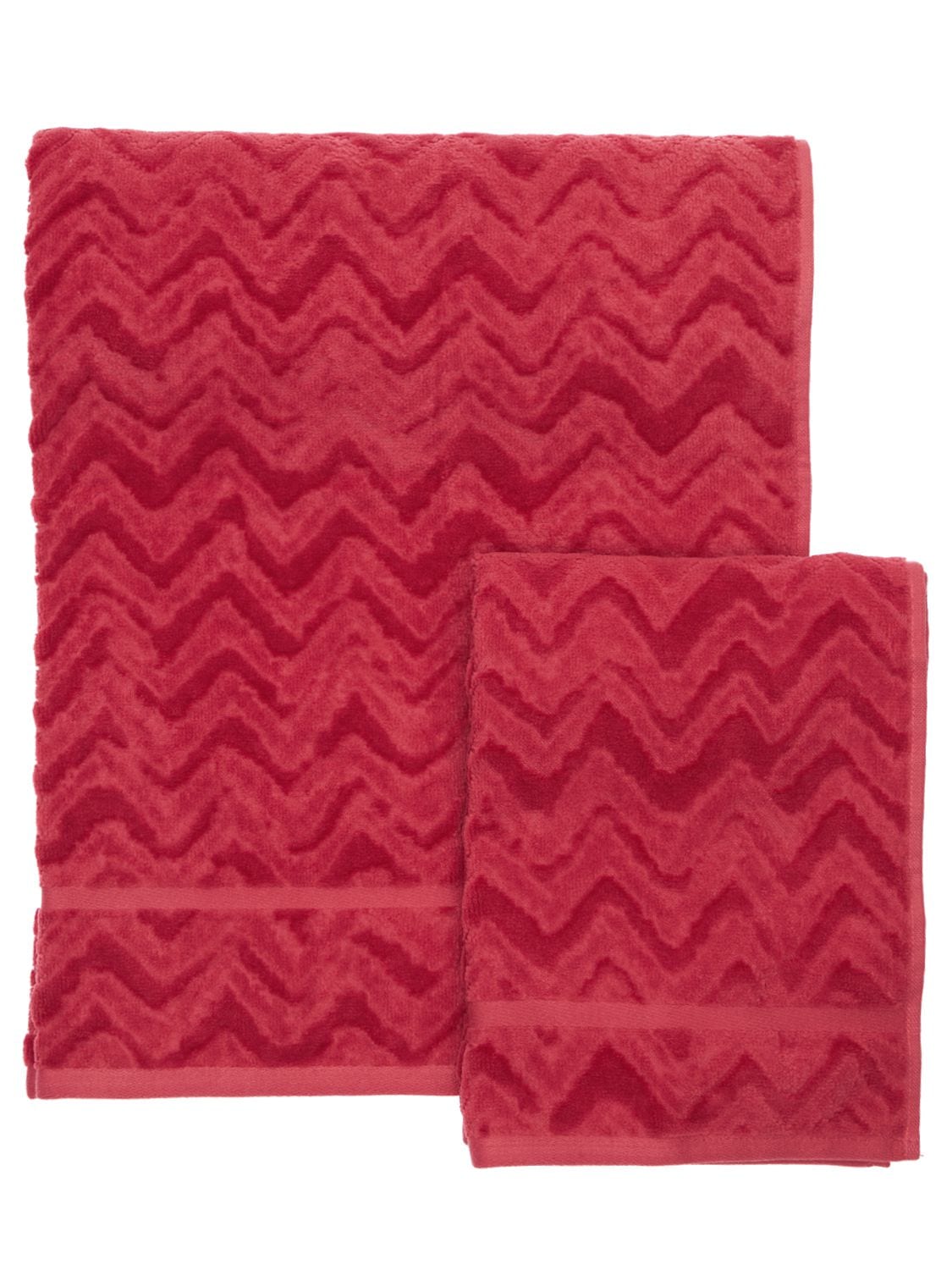 Missoni Home Collection Set Of 2 Rex Cotton Towels In Red