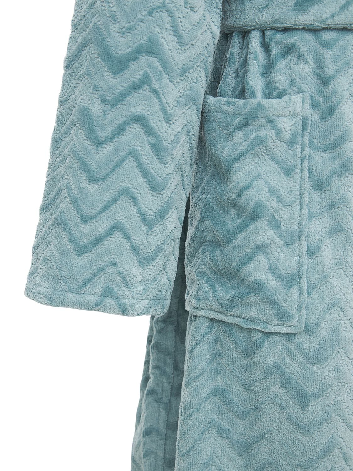 Shop Missoni Home Collection Rex Hooded Cotton Bathrobe In Blue