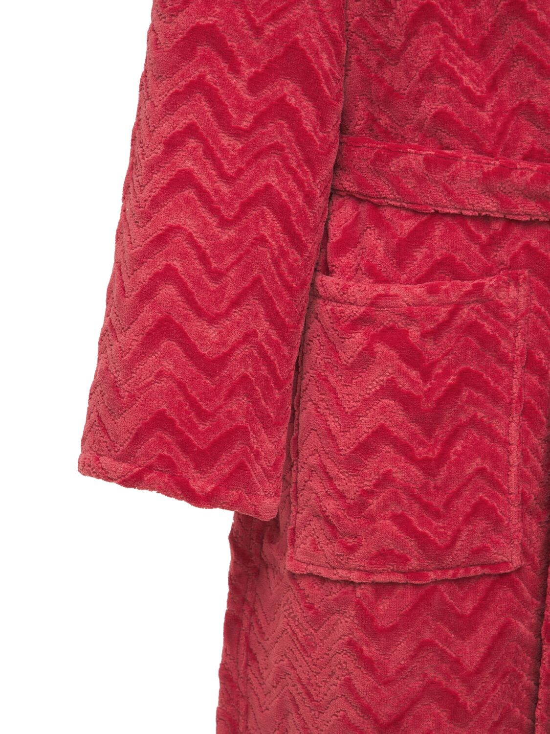 Shop Missoni Home Collection Rex Hooded Cotton Bathrobe In Red