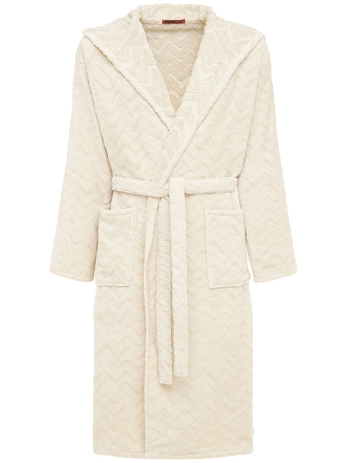 Missoni Home Collection Rex Hooded Cotton Bathrobe In Beige
