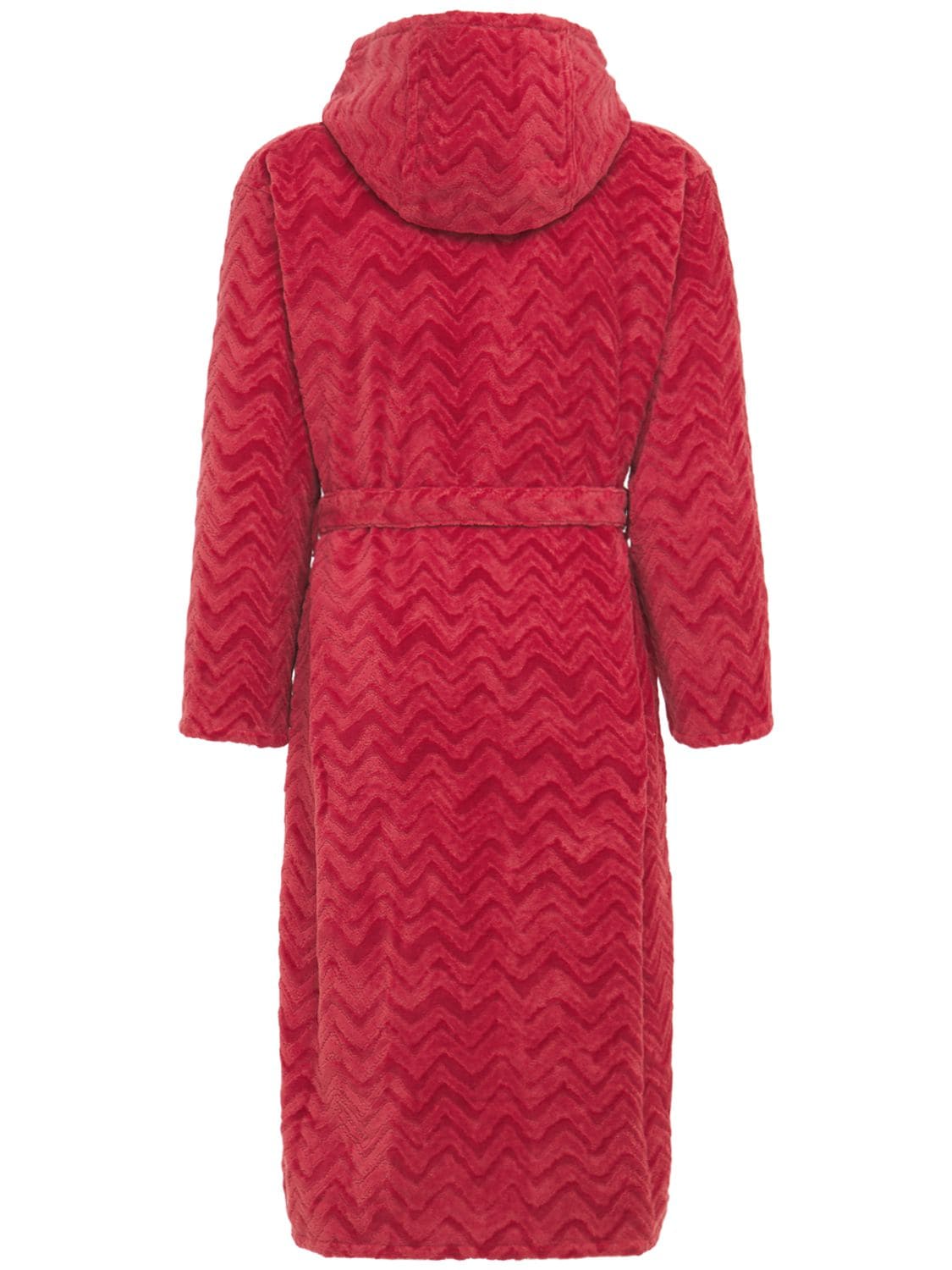 Shop Missoni Home Collection Rex Hooded Cotton Bathrobe In Red