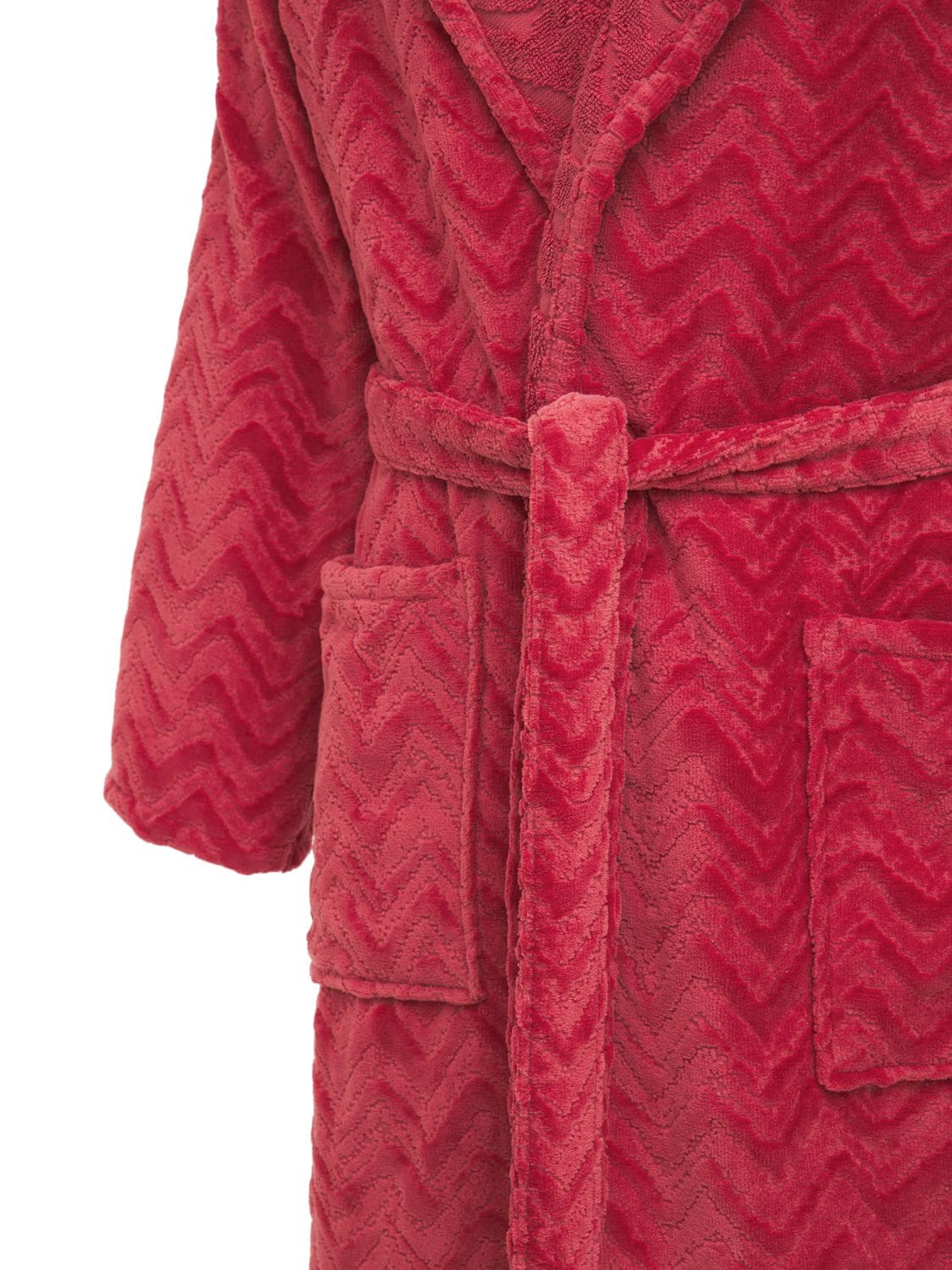 Shop Missoni Home Collection Rex Hooded Cotton Bathrobe In Red