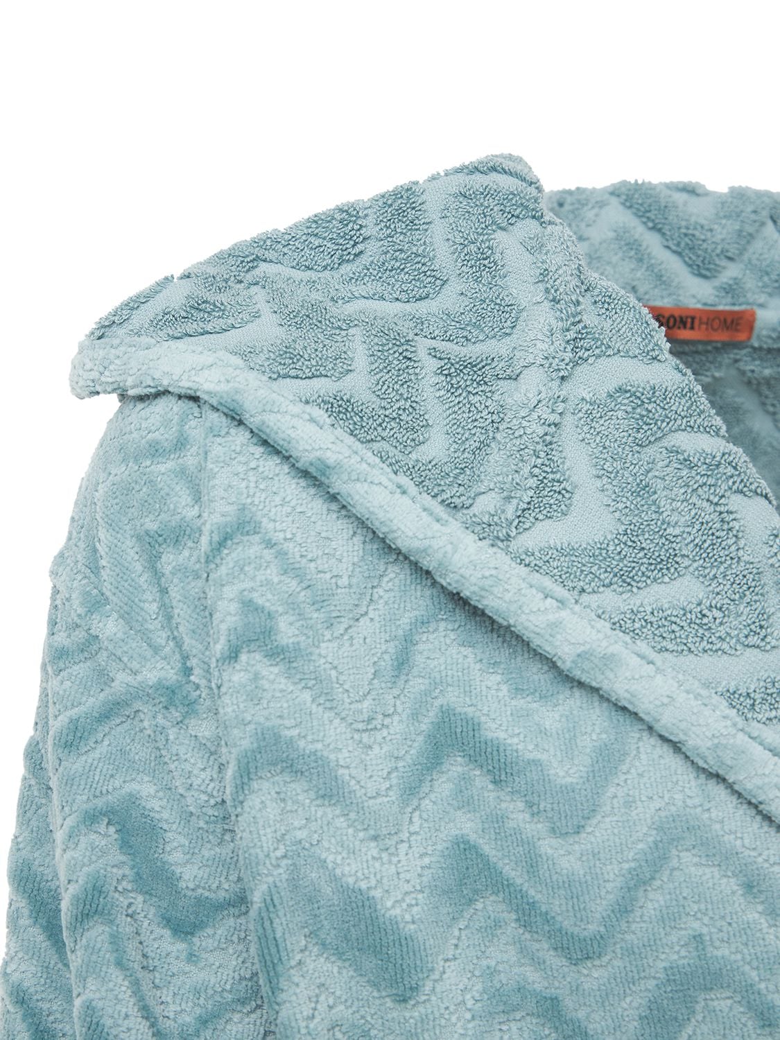 Shop Missoni Home Collection Rex Hooded Cotton Bathrobe In Blue