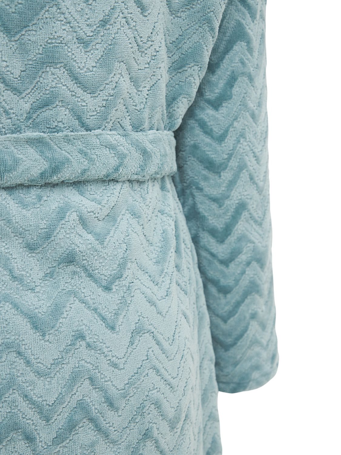 Shop Missoni Home Collection Rex Hooded Cotton Bathrobe In Blue